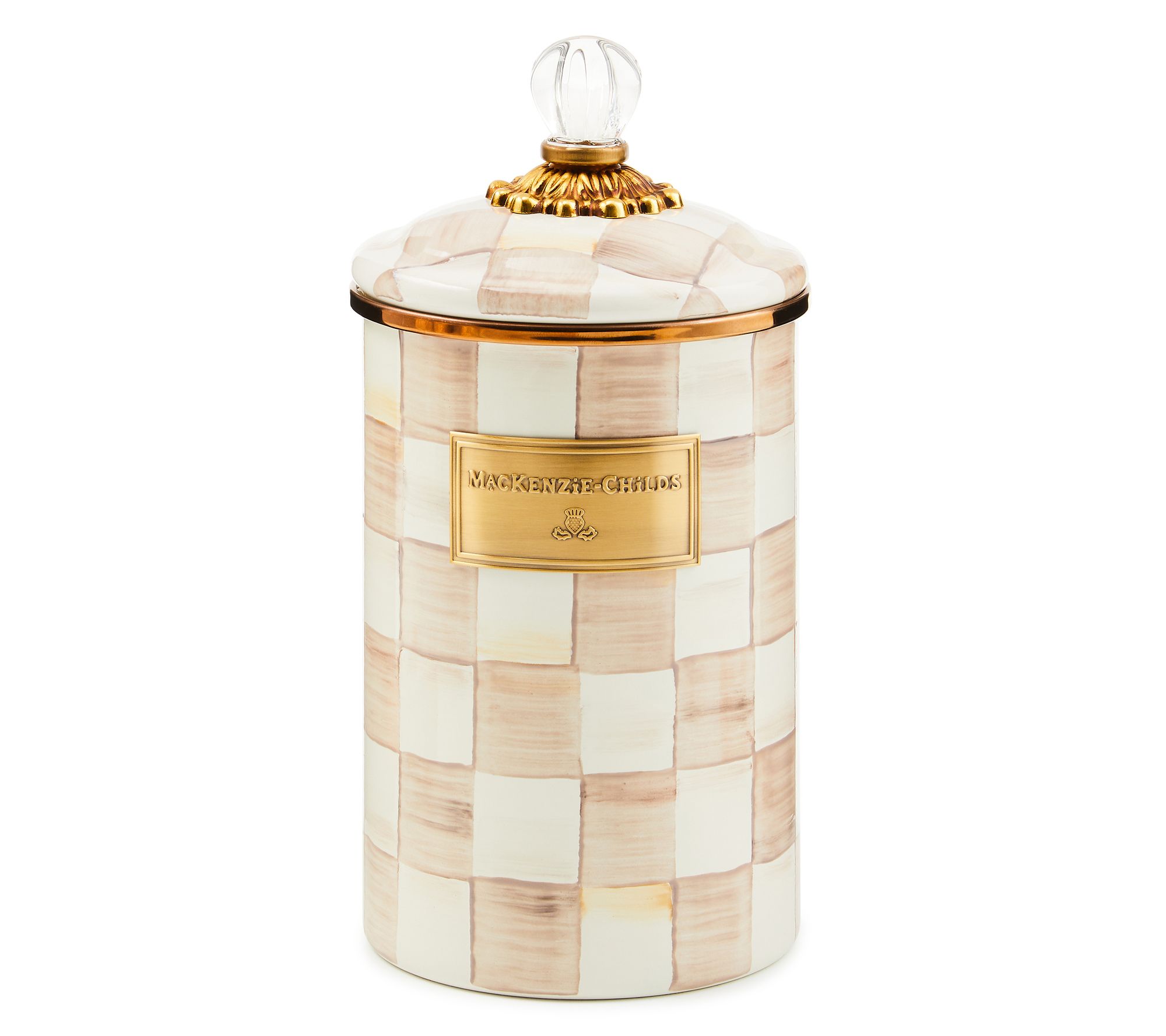 "As Is" MacKenzie- Childs Enamel Check Large Canister
