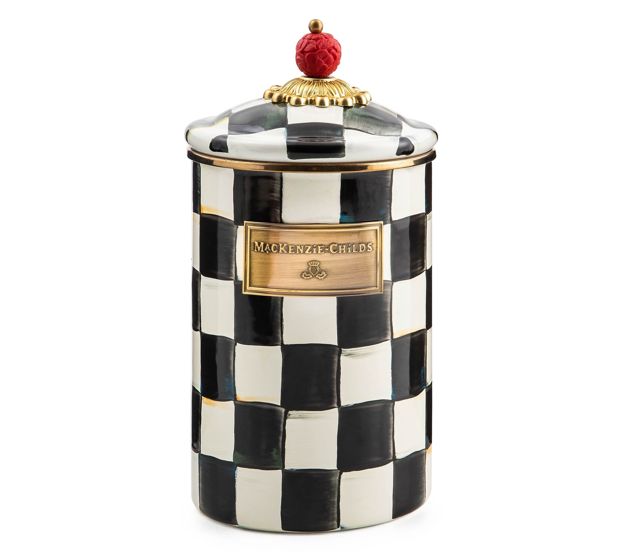 "As Is" MacKenzie- Childs Enamel Check Large Canister