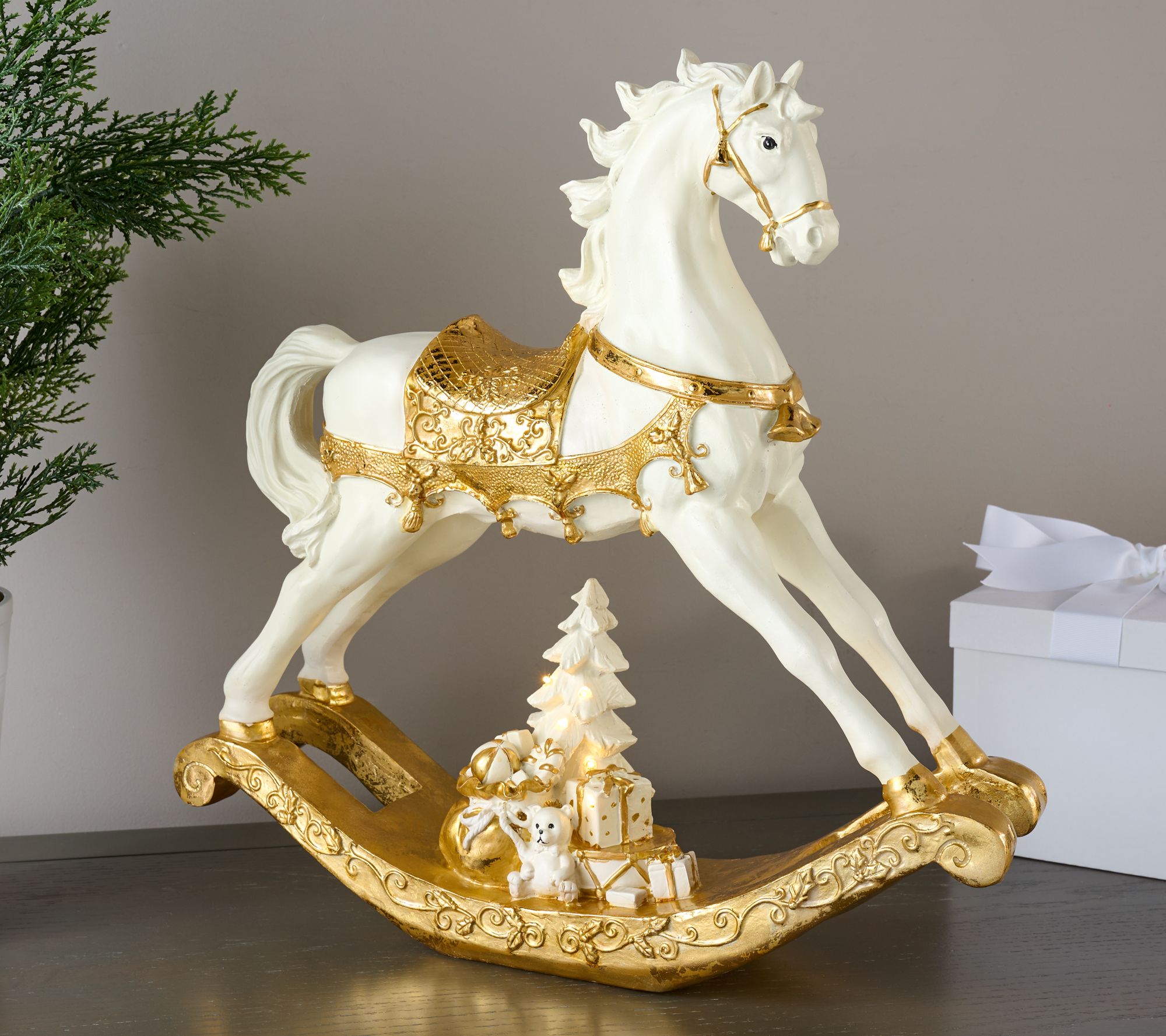 "As Is" Oversized Rocking Horse w/ Illum Tree by Valerie
