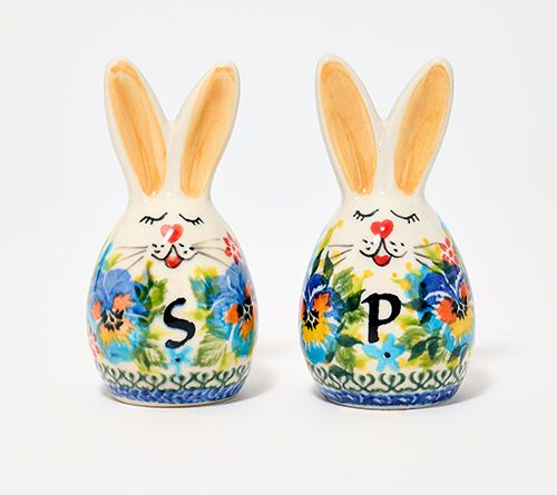 Lidia's Polish Pottery Salt and Pepper Bunny Shakers