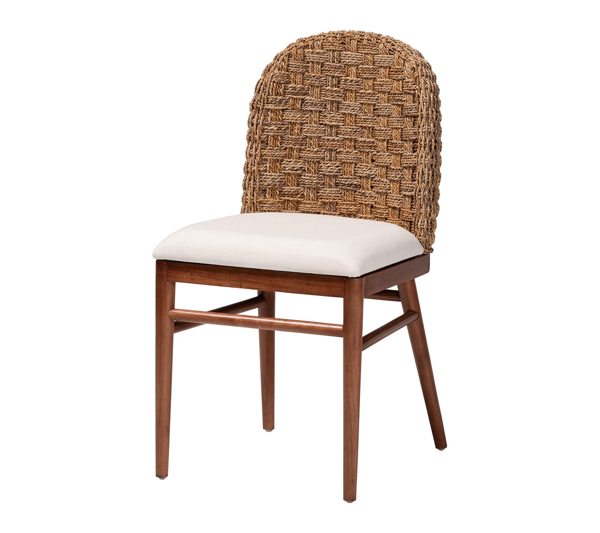 bali & pari Denver Walnut Brown Wood and Seagra ss Dining Chair
