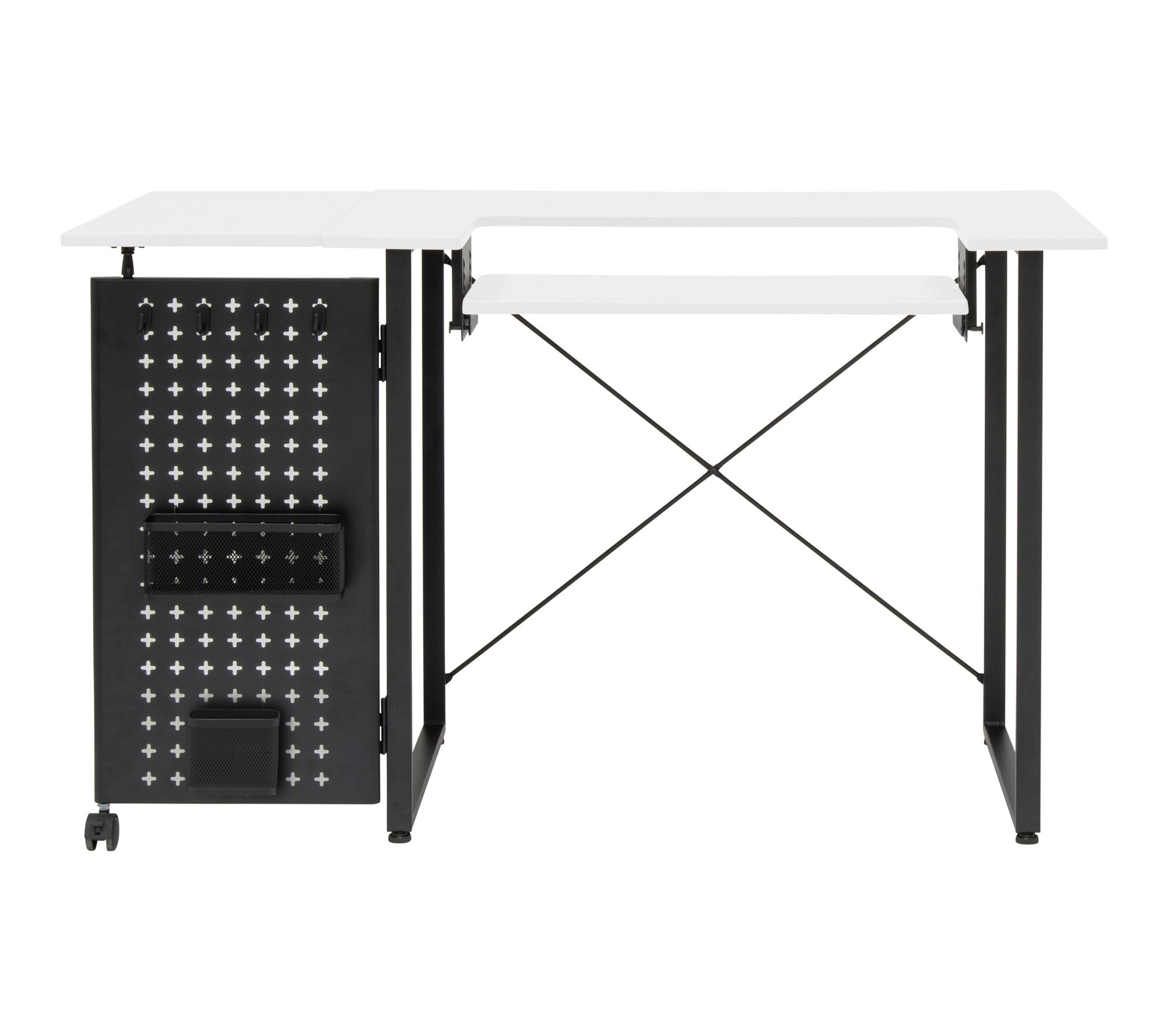 Sew Ready Pivot Sewing Table with Swingout Storage Panel