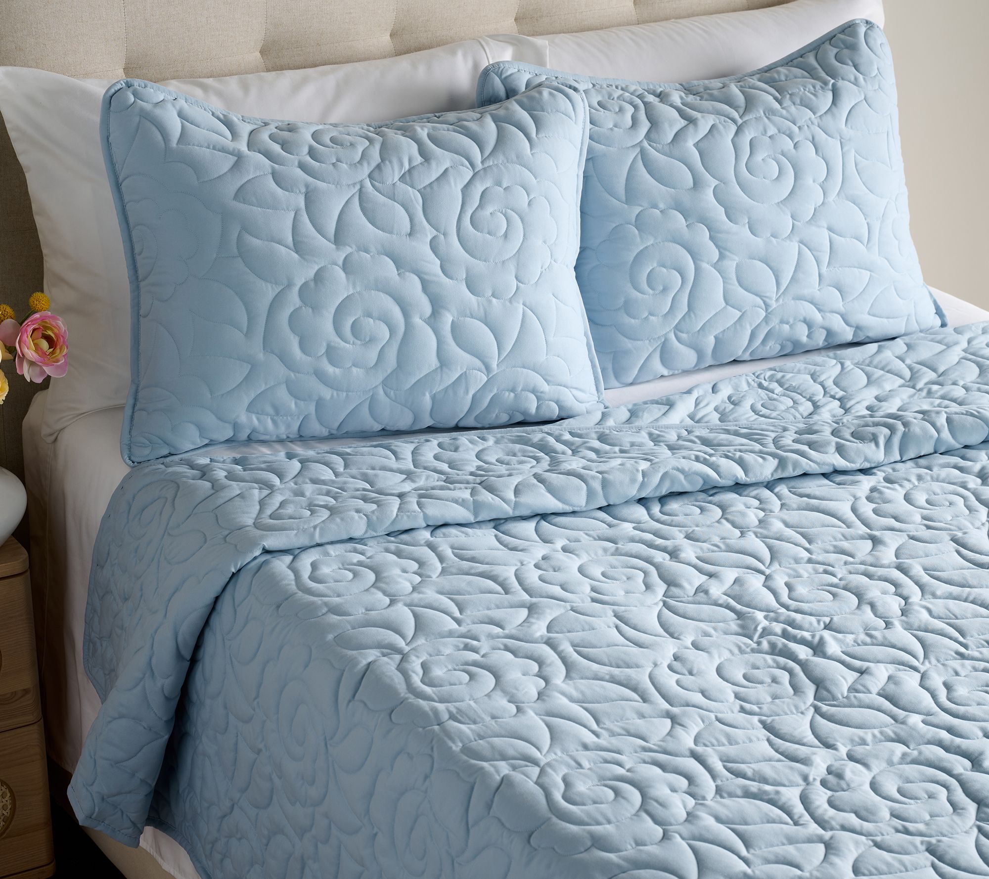Home Reflections Garment Washed Quilt Set- Queen