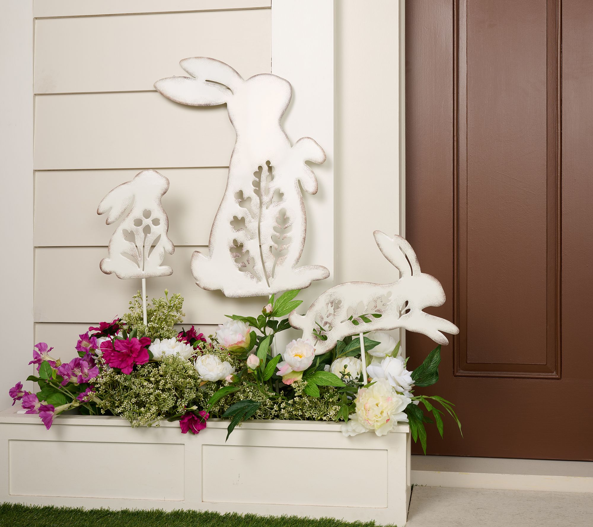 "As Is" Home Reflections S/3 In/Outdoor Metal Bunny Stakes