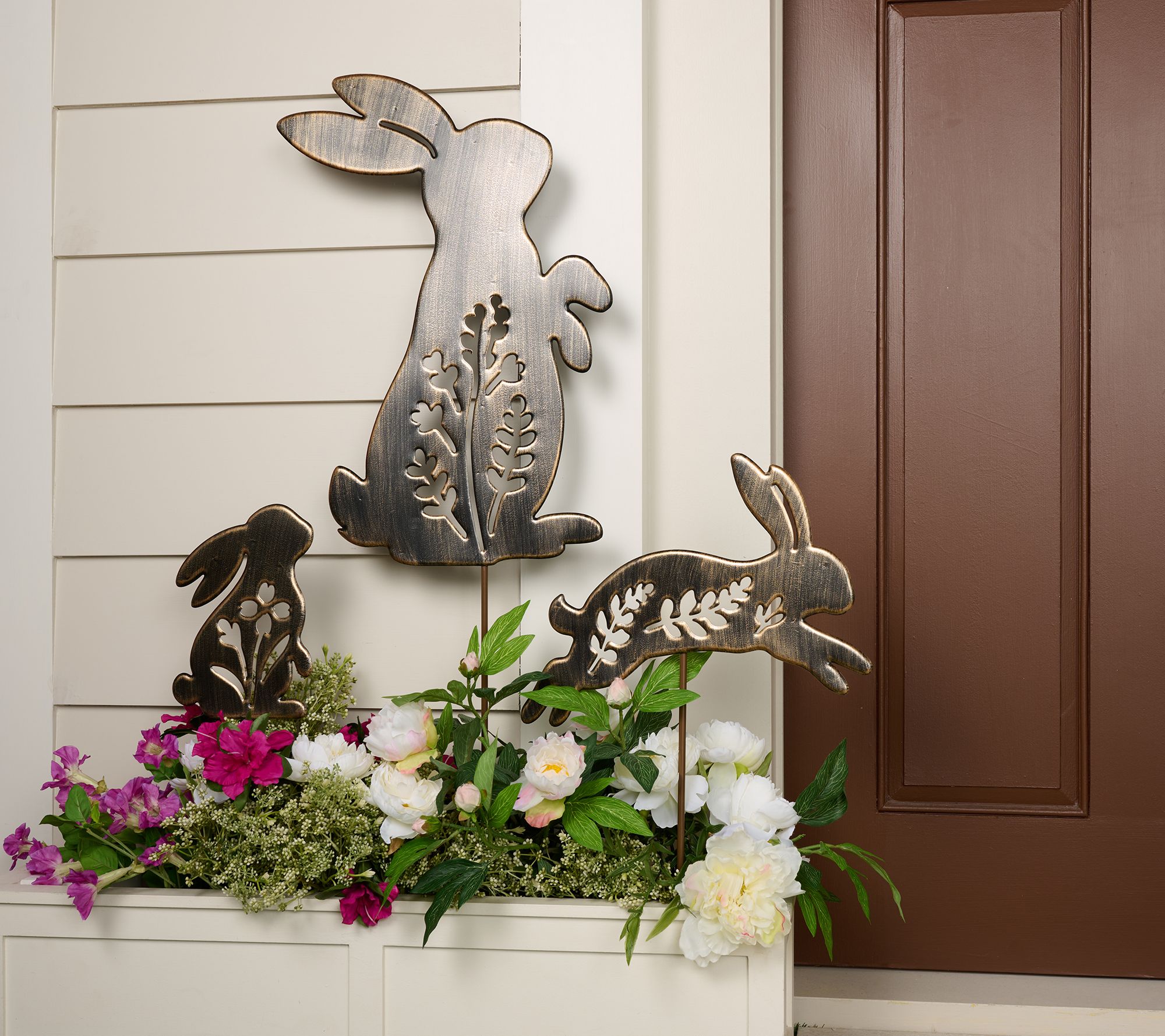 "As Is" Home Reflections S/3 In/Outdoor Metal Bunny Stakes
