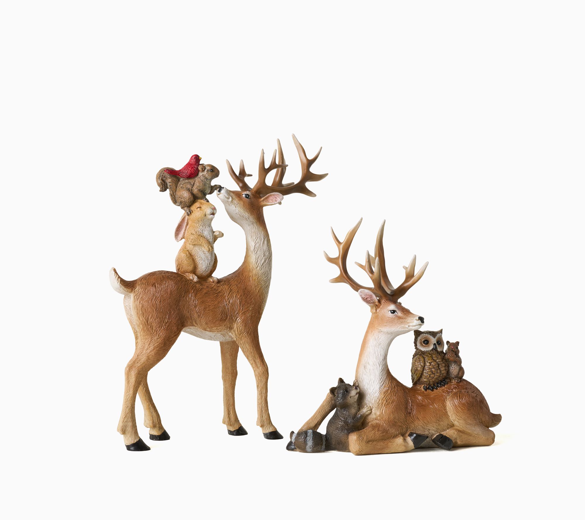 Set of 2 Deer with Forest Friends by Valerie