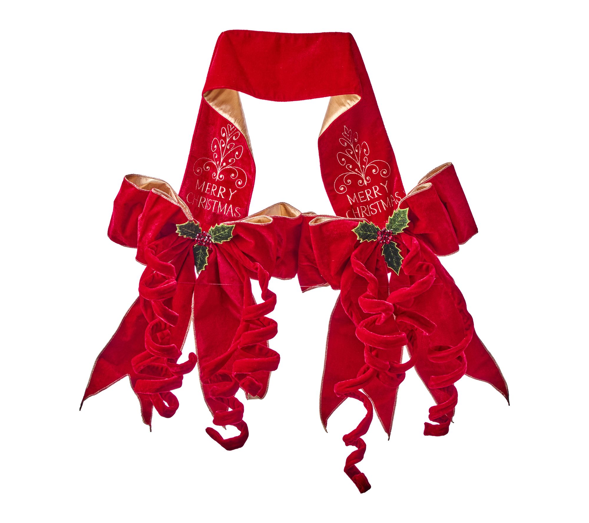 70" Double Sided Velvet Merry Xmas Door Bows by Valerie