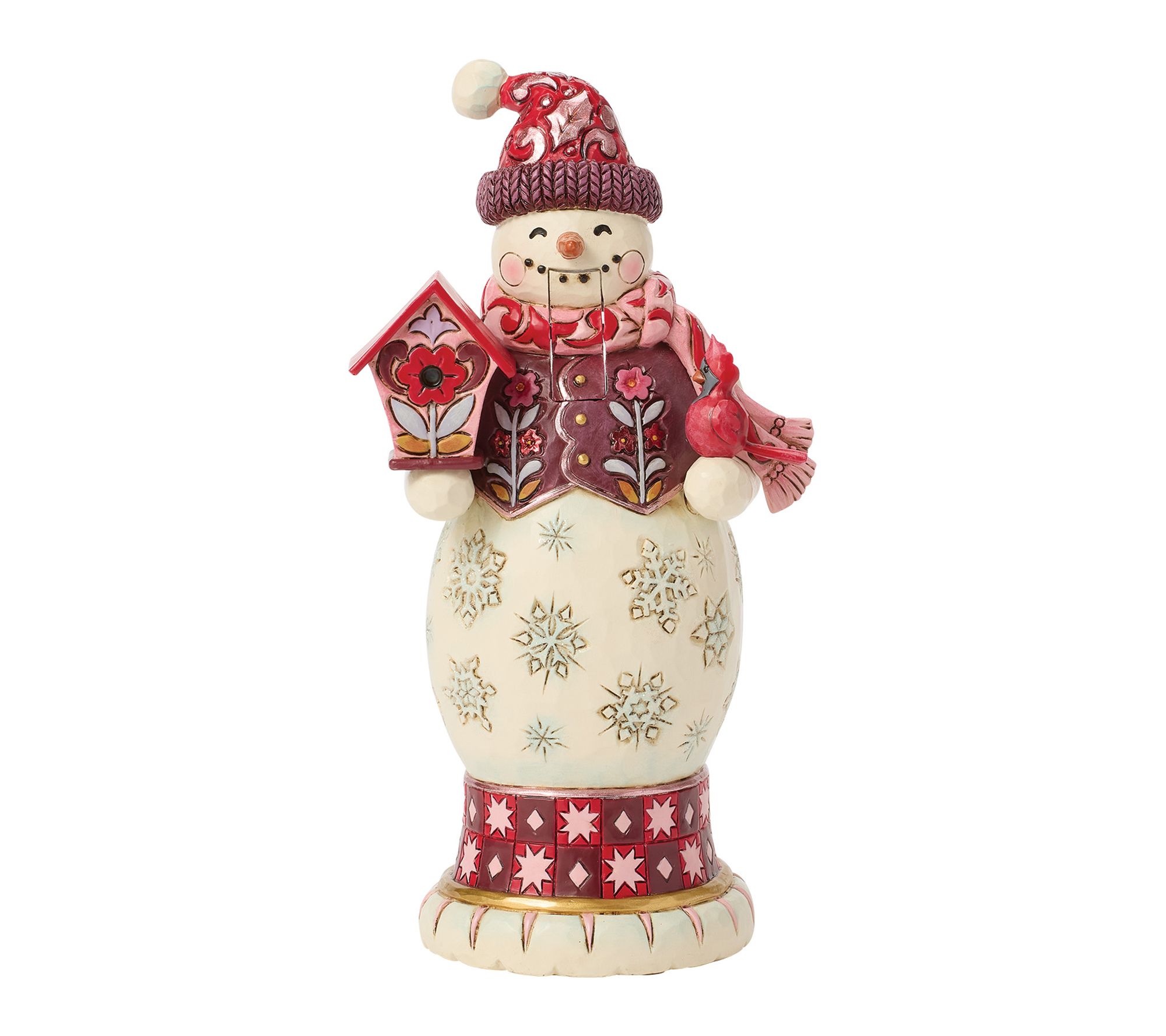Jim Shore Heartwood Creek Snowman Nutcracker Red & Pink Fig