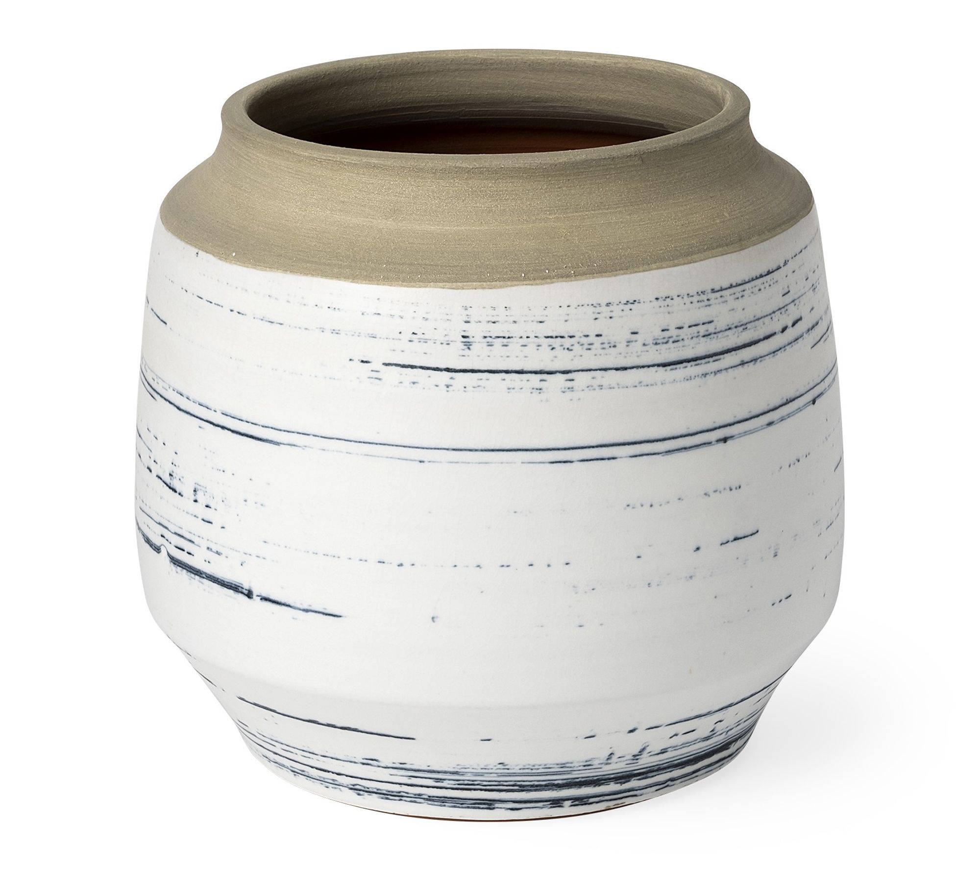 HomeRoots 9" White Blue Sand Abstract Cylinder Vase