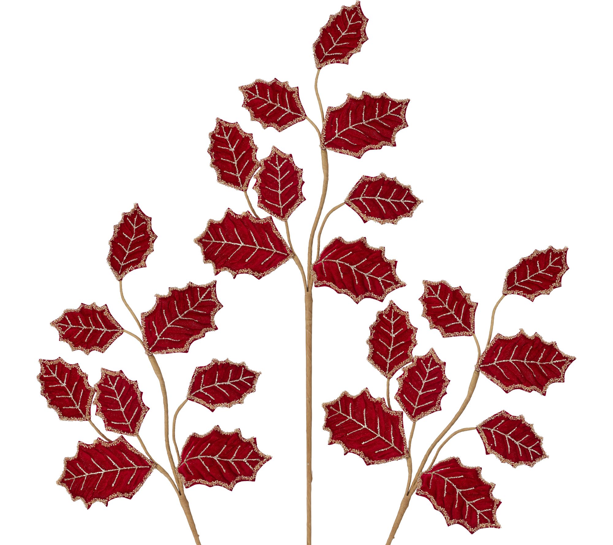 27" Beaded Velvet Leaf Spray Set of 3 by Valerie