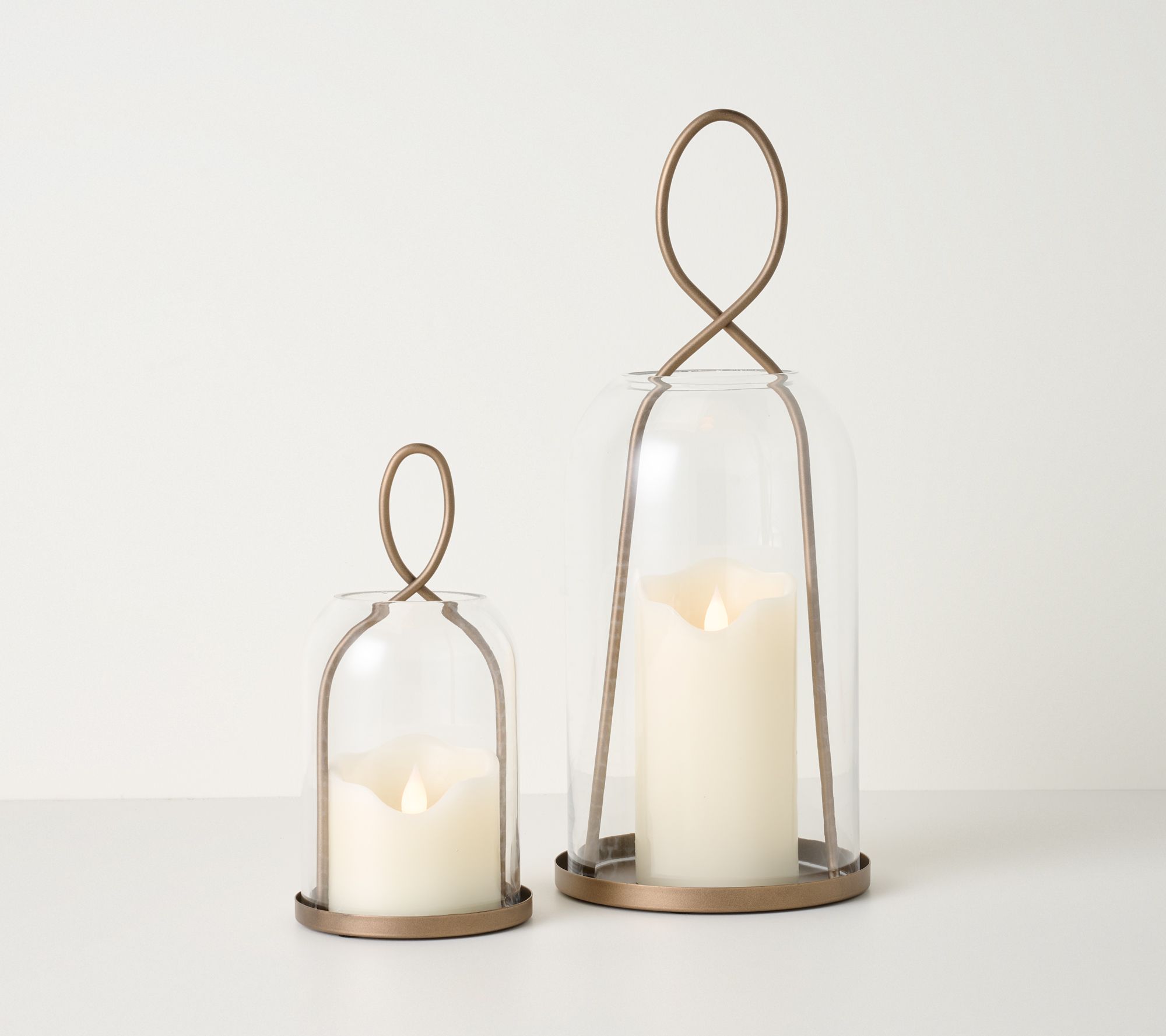 "As Is" Home Reflections Set of 2 Glass and Metal Lanterns