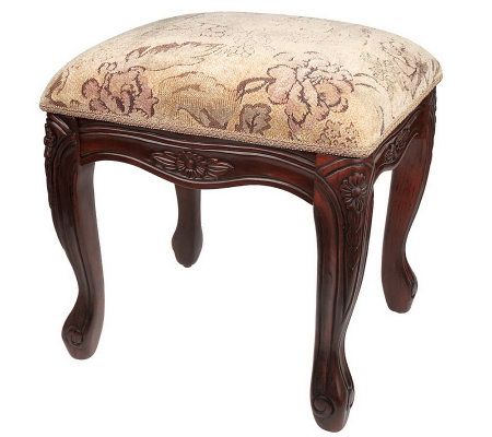 Thomas Pacconi Hand Carved Upholstered Queen Anne Solo Bench - QVC.com