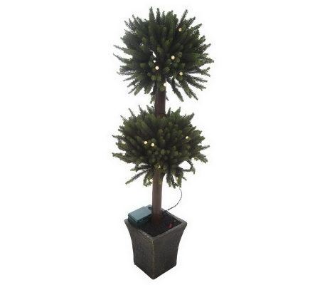 BethlehemLights BatteryOperated 4' Double Spruce Topiary with Timer 