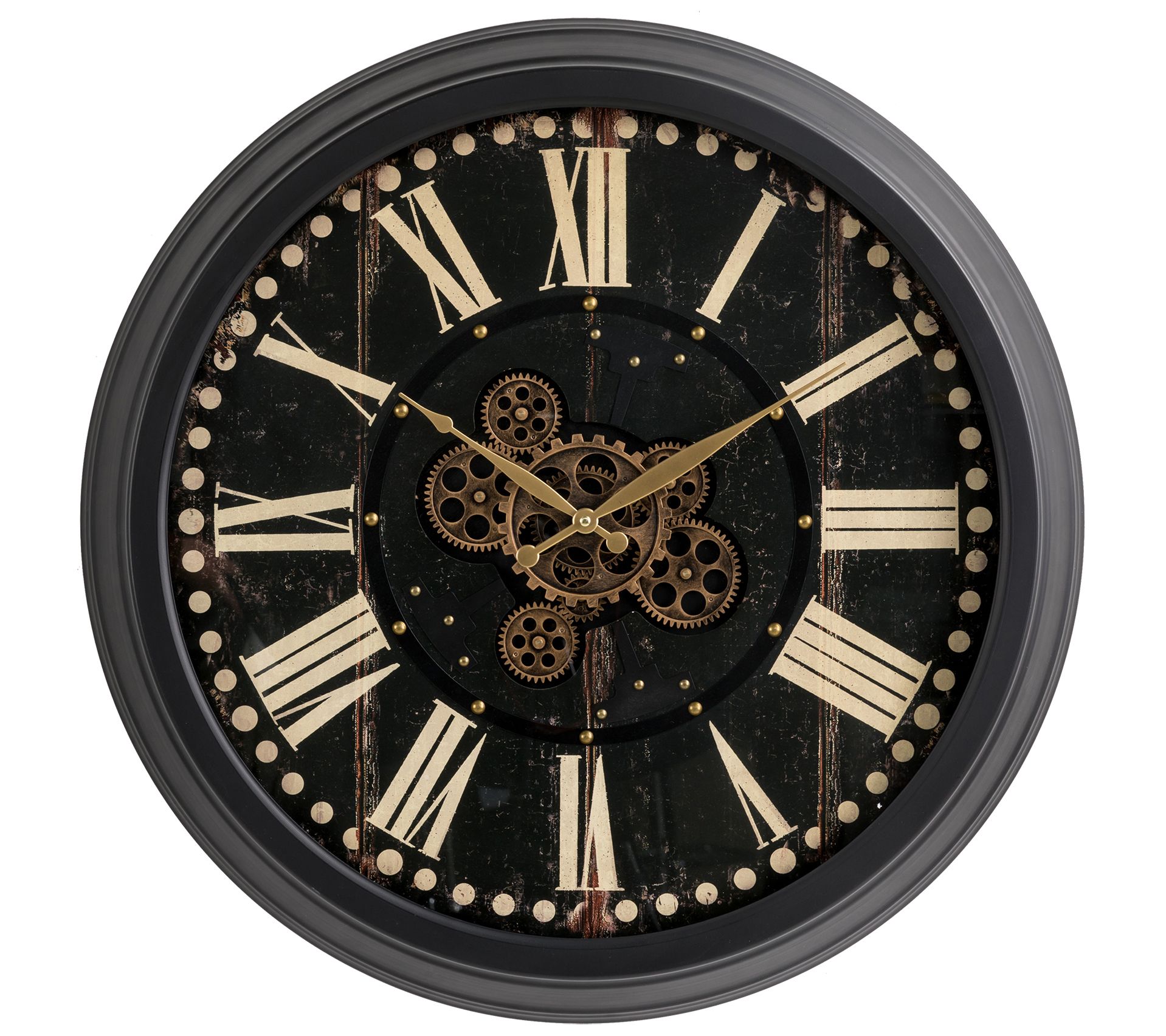 Glitzhome Farmhouse Fresh Cogs and Gears RoundWall Clock - QVC.com