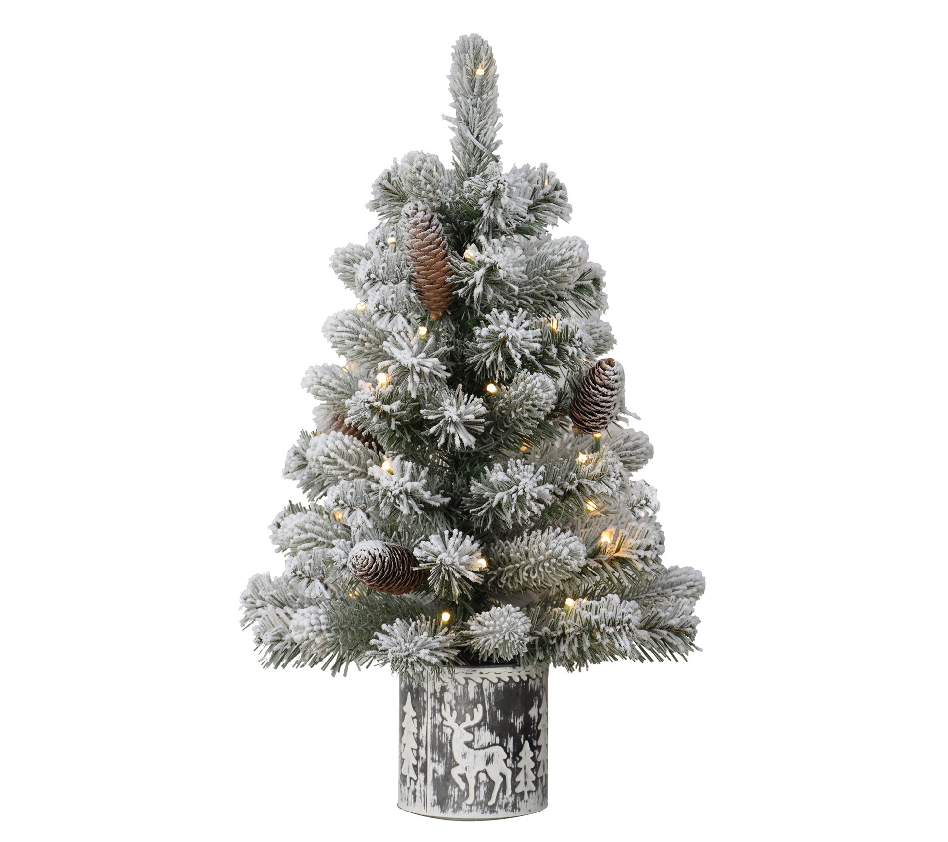 Puleo Pre-Lit 2' Flocked Table Top Artificial Christmas Tree - Qvc.com