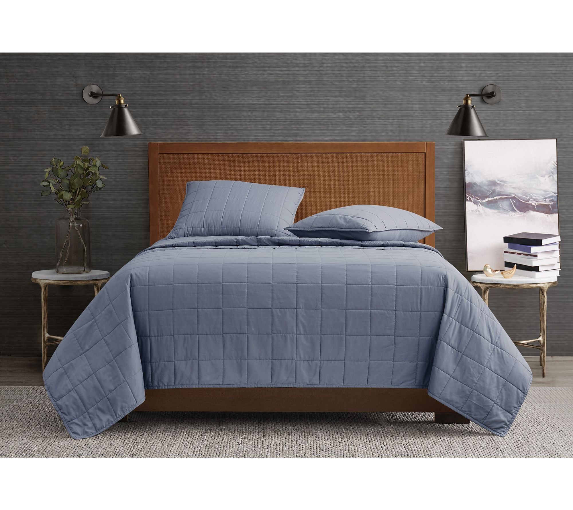 London Fog Garment Wash Solid King 3-Piece Quilt Set