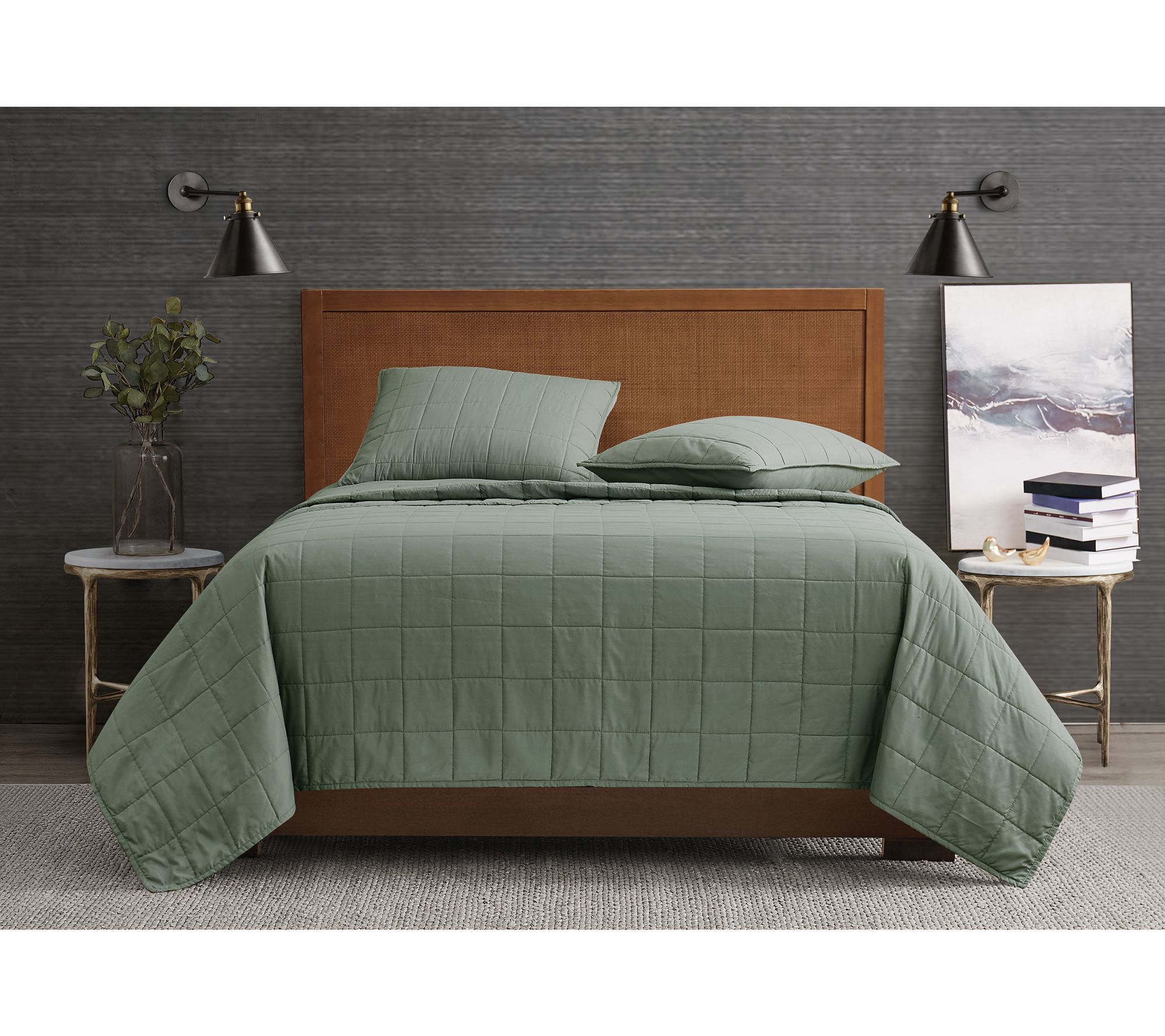 London Fog Garment Wash Solid King 3-Piece Quilt Set