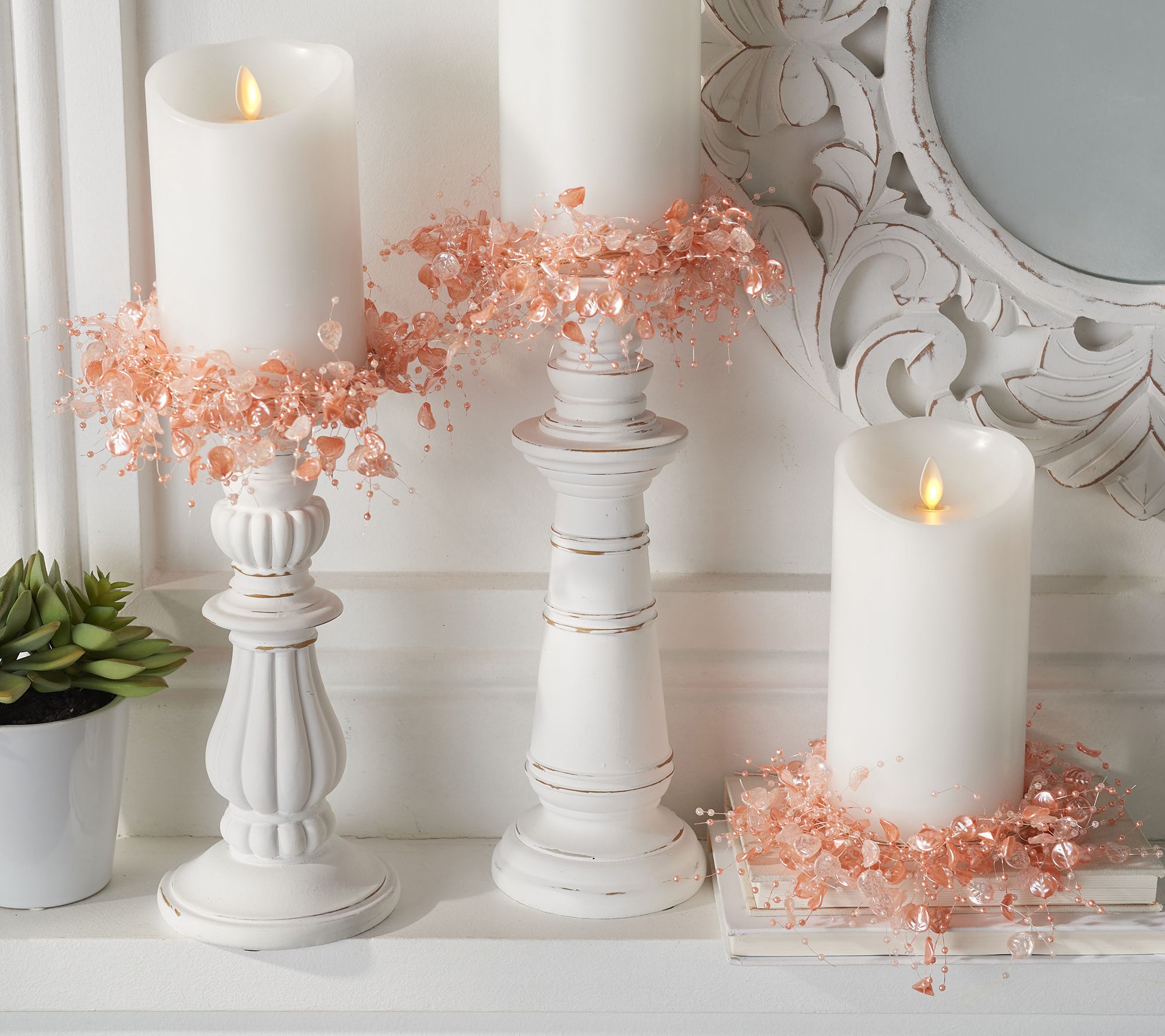 "As Is" Set of 3 Seaglass Inspired Candle Rings by Valerie