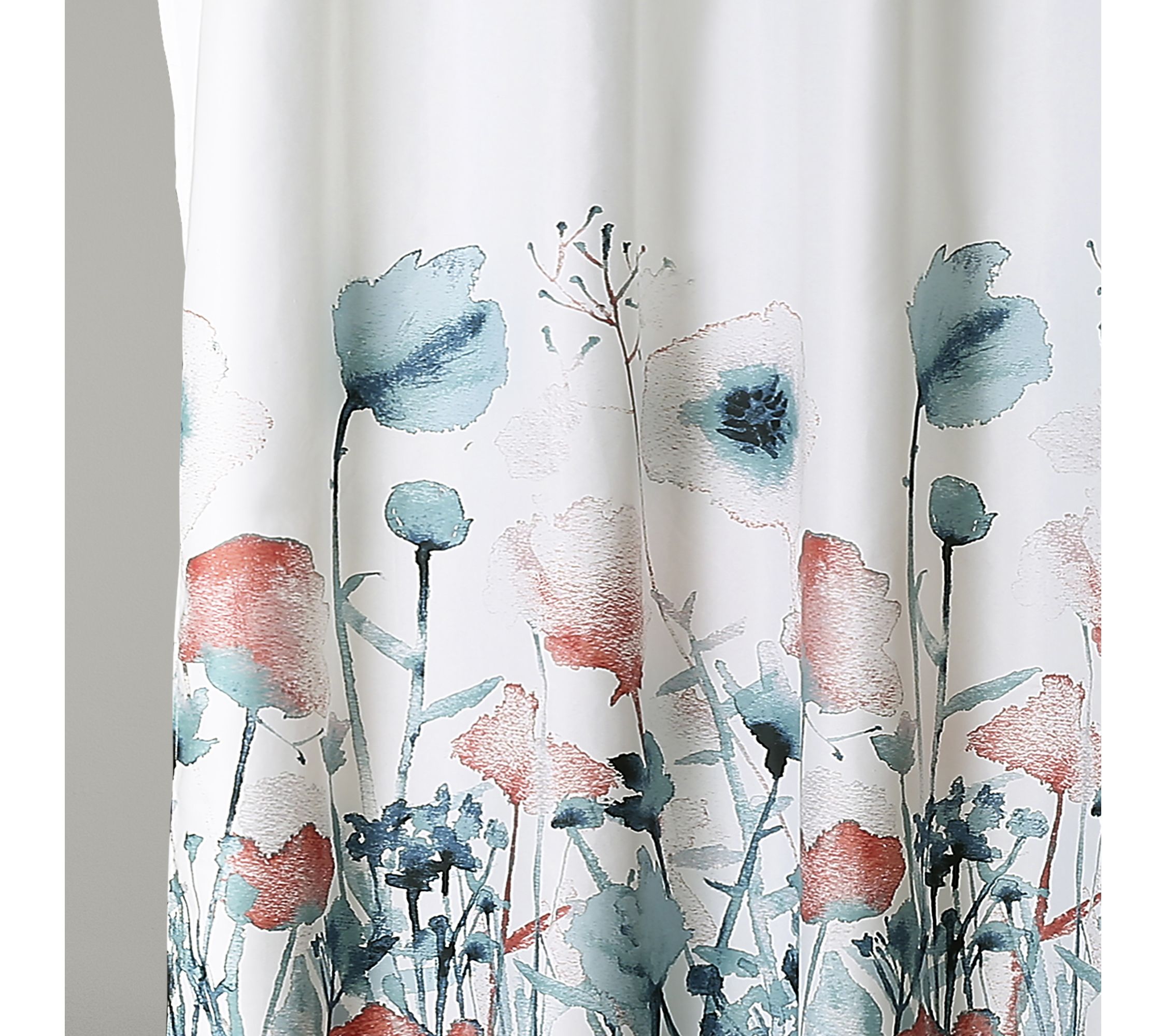 Zuri Flora Blue/Coral Shower Curtain by Lush Decor - QVC.com