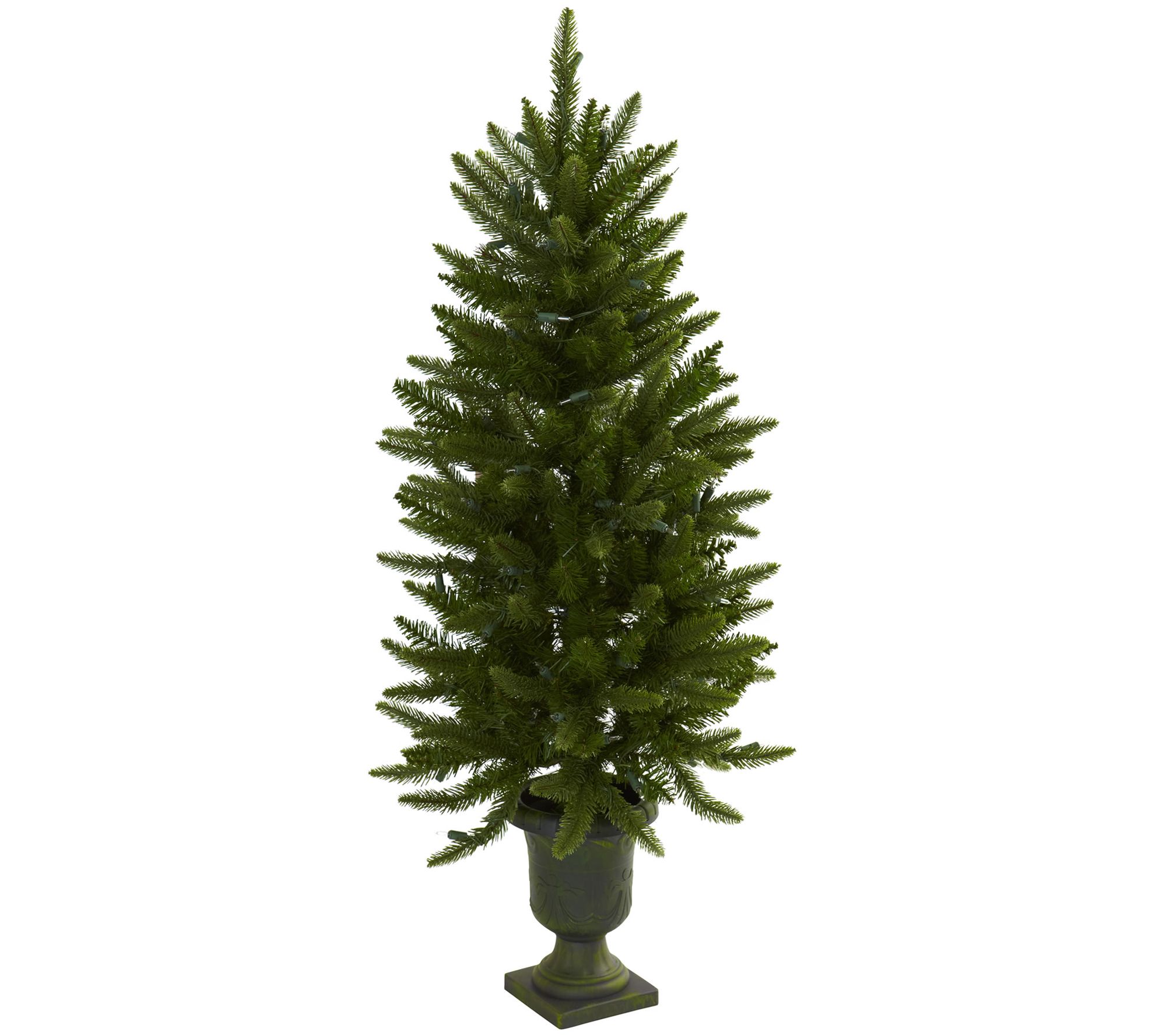 4' Christmas Tree with Urn & Clear Lights by Nearly Natural - QVC.com