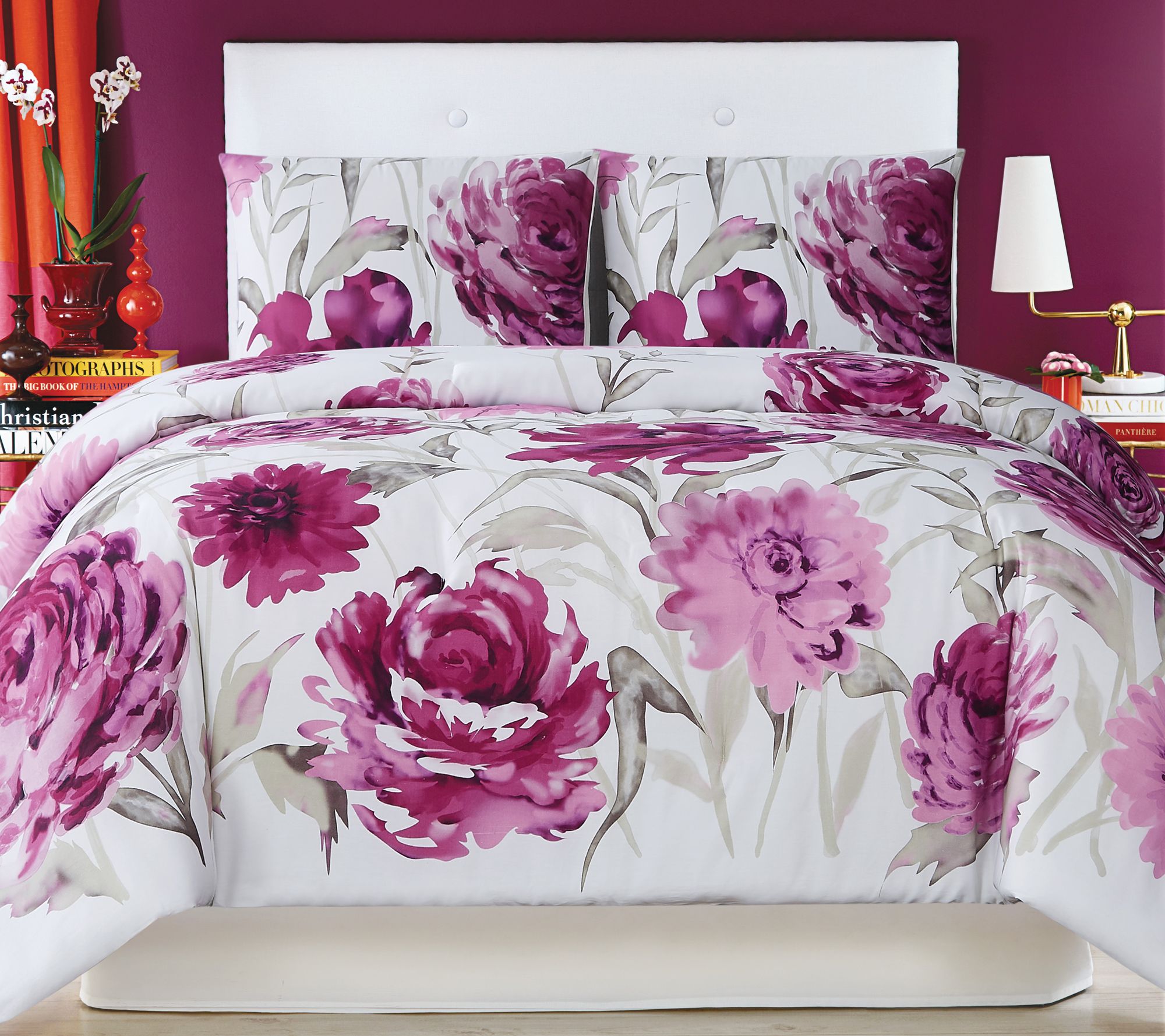 Christian Siriano Remy Floral 3 Piece King Duvet Cover Set Qvc