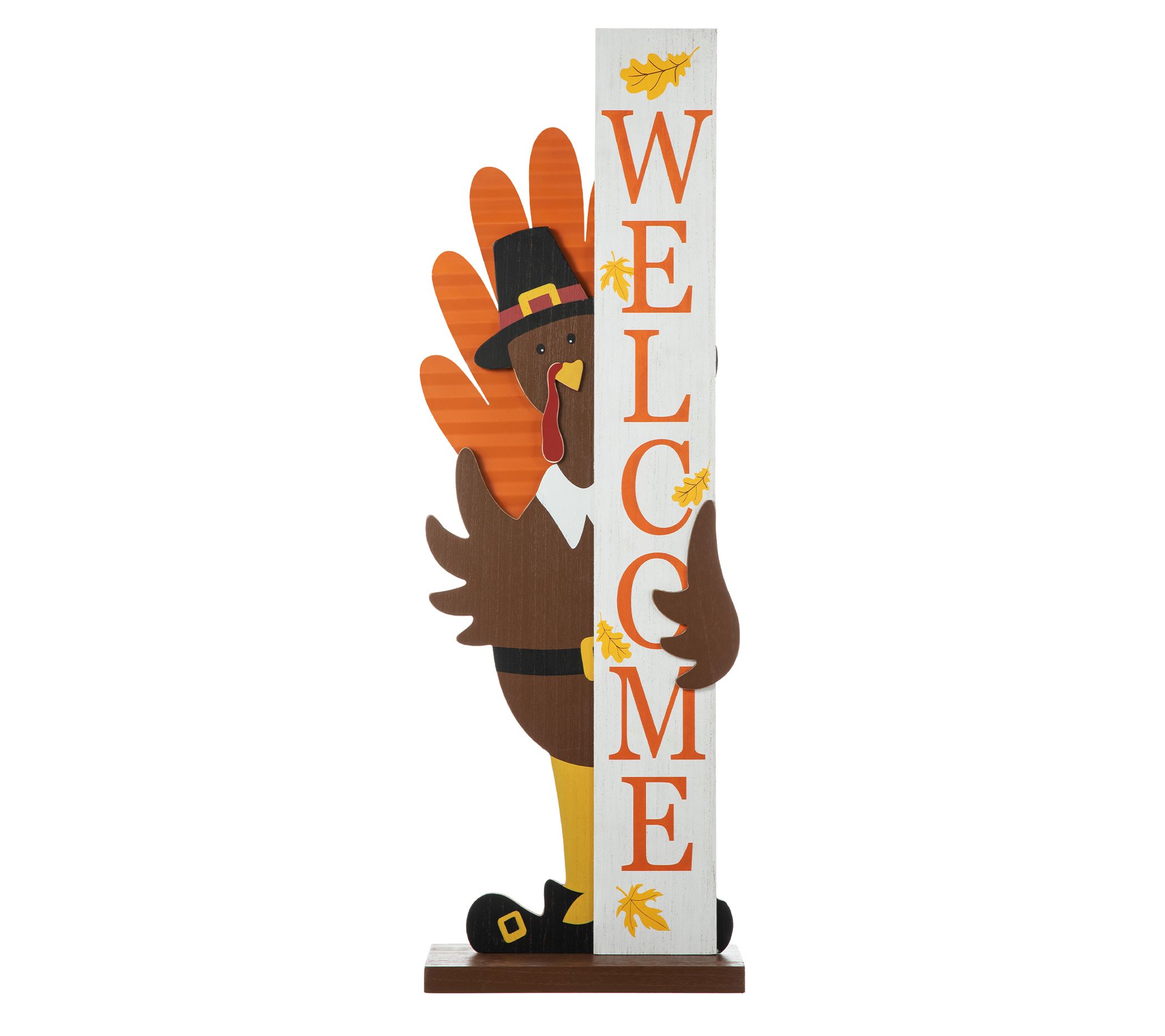 Glitzhome 36" WELCOME Thanksgiving Turkey Porch Decor