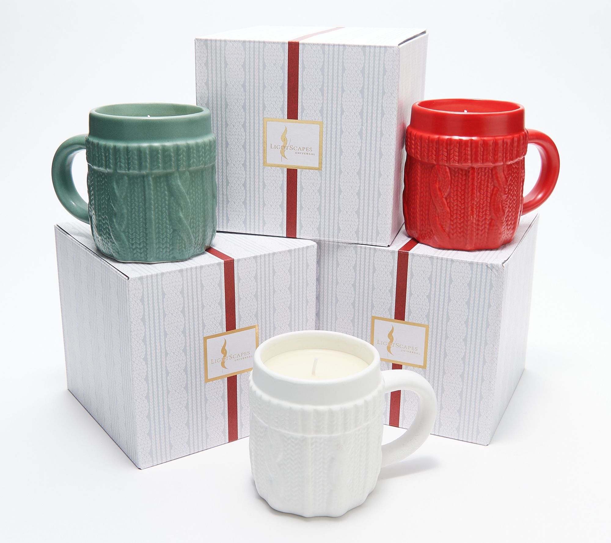 As Is Lightscapes Set of (3) 9oz Sweater Mug Candles