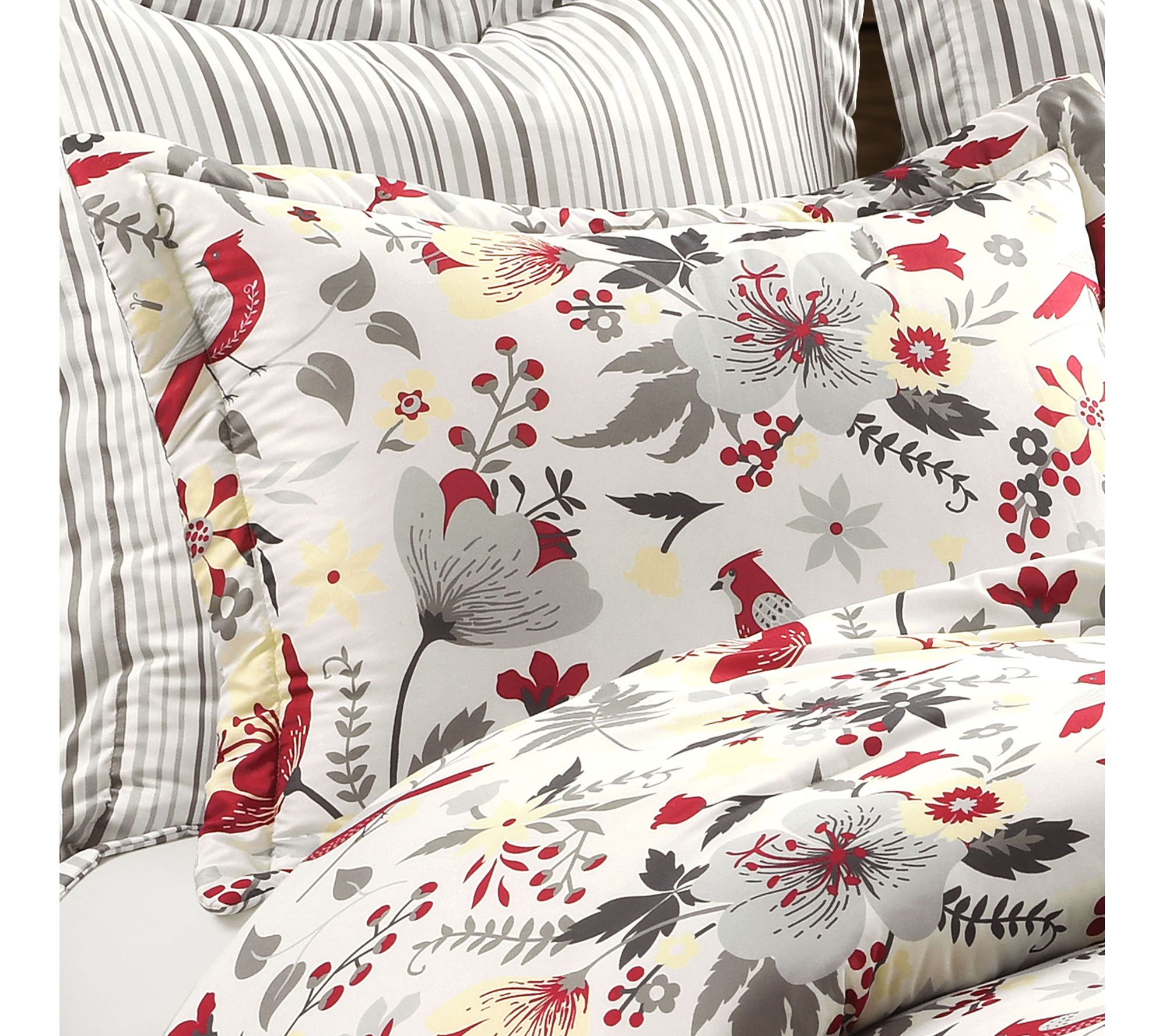 Blooming Garden Reversible Comforter Gray/Multi5pc Set F/Q