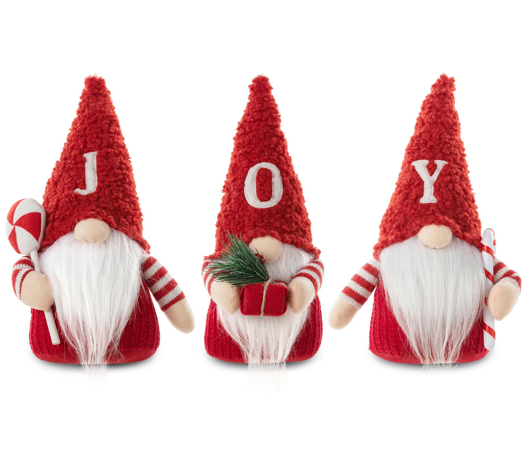 Glitzhome Fabric JOY Christmas Gnome Decor S/3