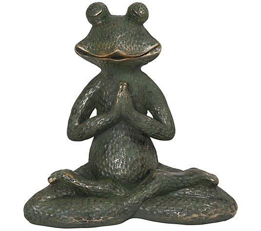 Verdigris & Gold Magnesium Yoga Frog Figurine by Gerson Co.