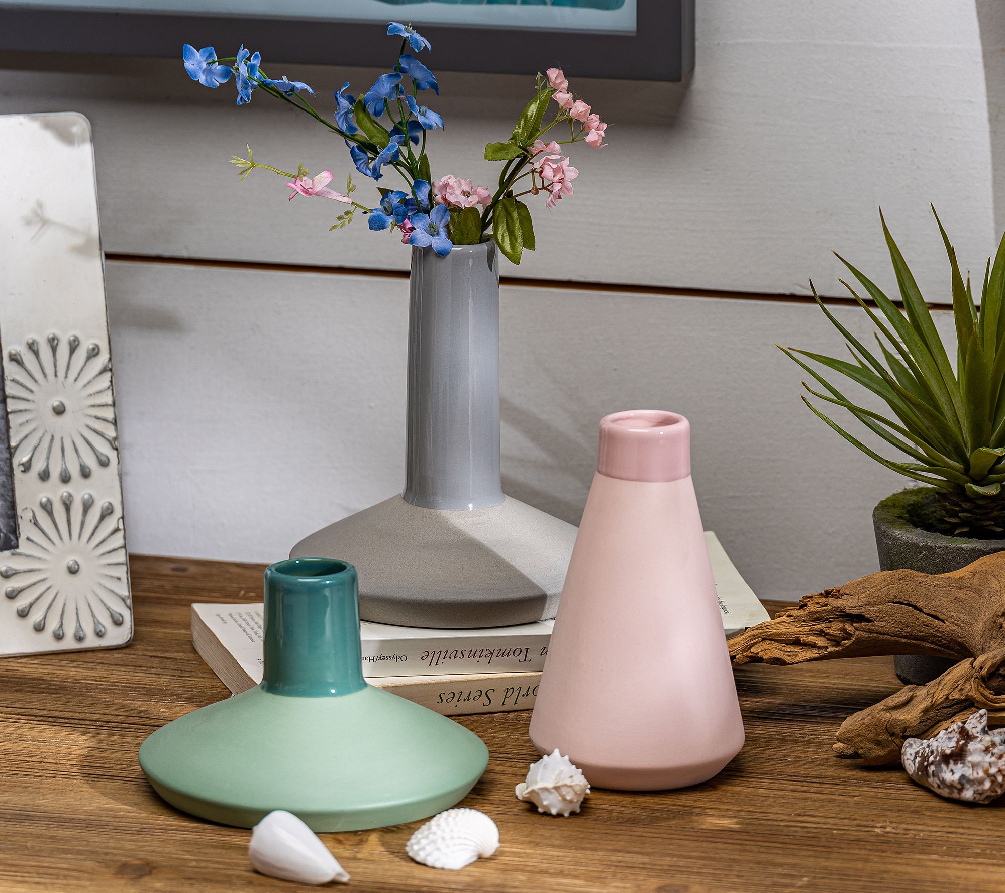 Set of 3 Assorted Ceramic Vases by Gerson Co.