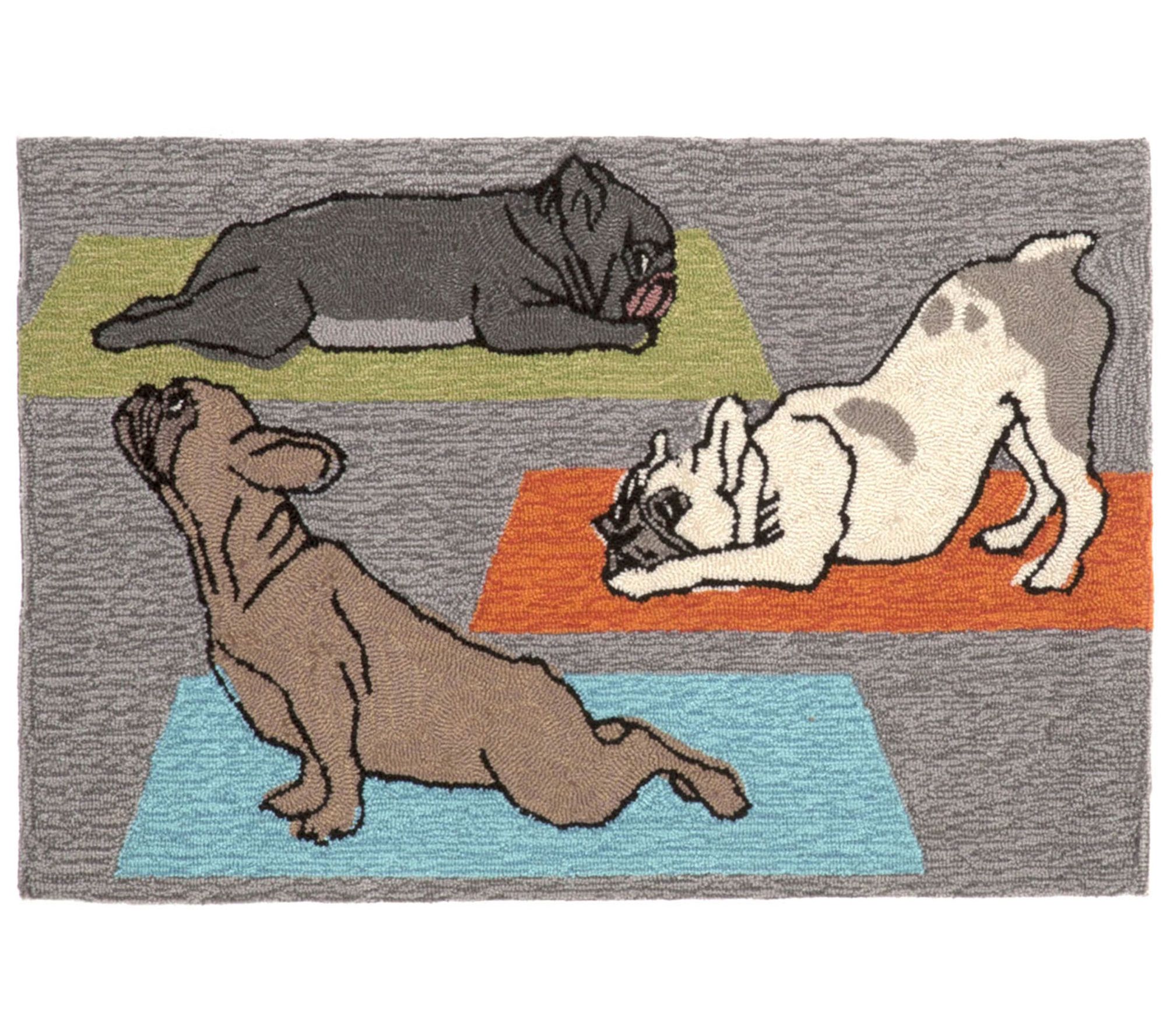 Liora Manne Frontporch Yoga Dogs In/Out Rug Heather 20"x30"
