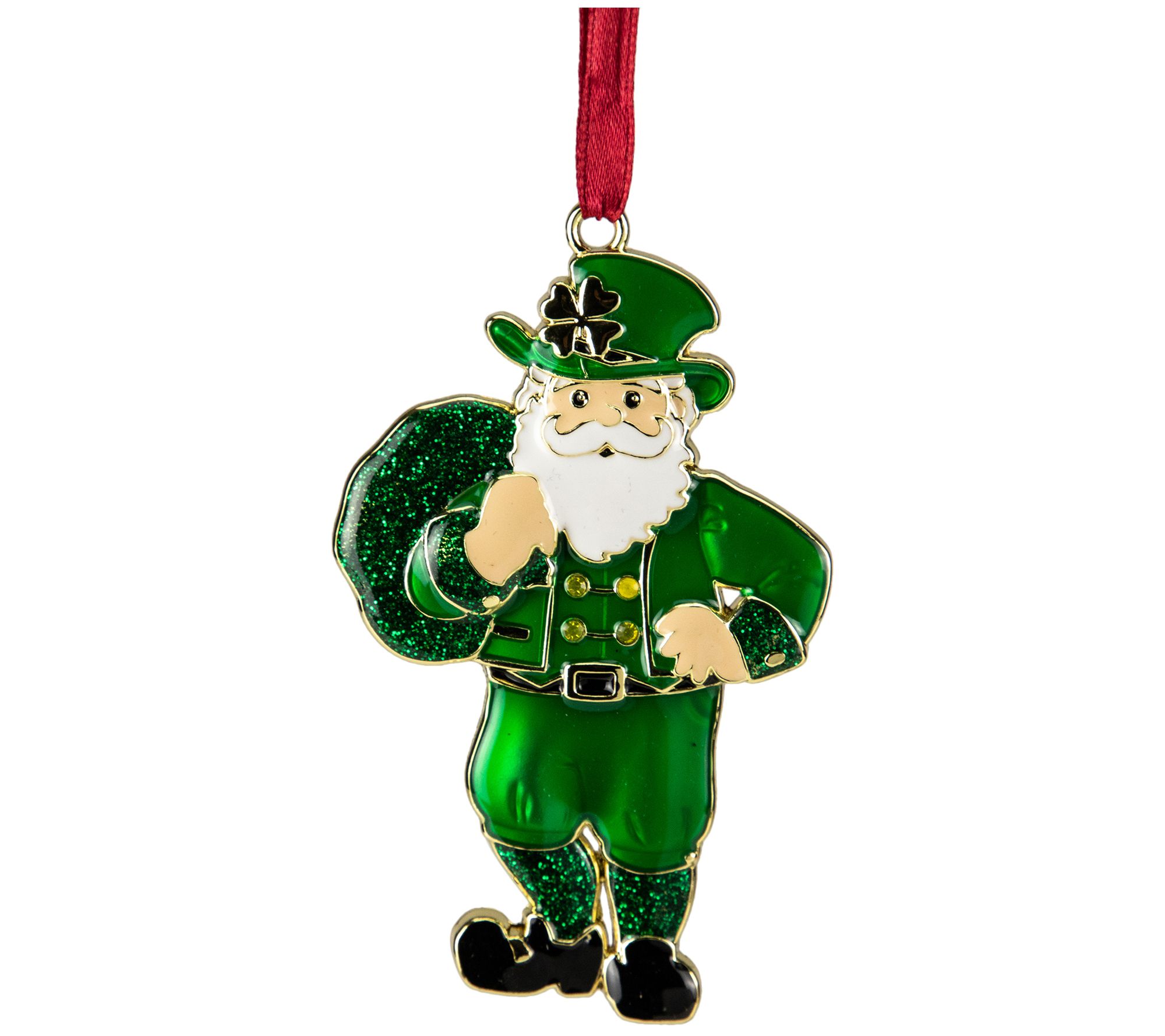 Northlight 3.5" Green & Brass-Plated Irish Santa Ornament