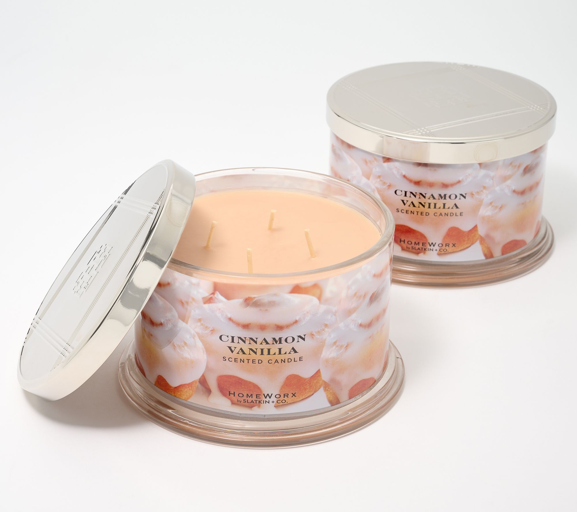 HomeWorx by Slatkin + Co. S/2 Cinnamon Vanilla 18-oz Candles