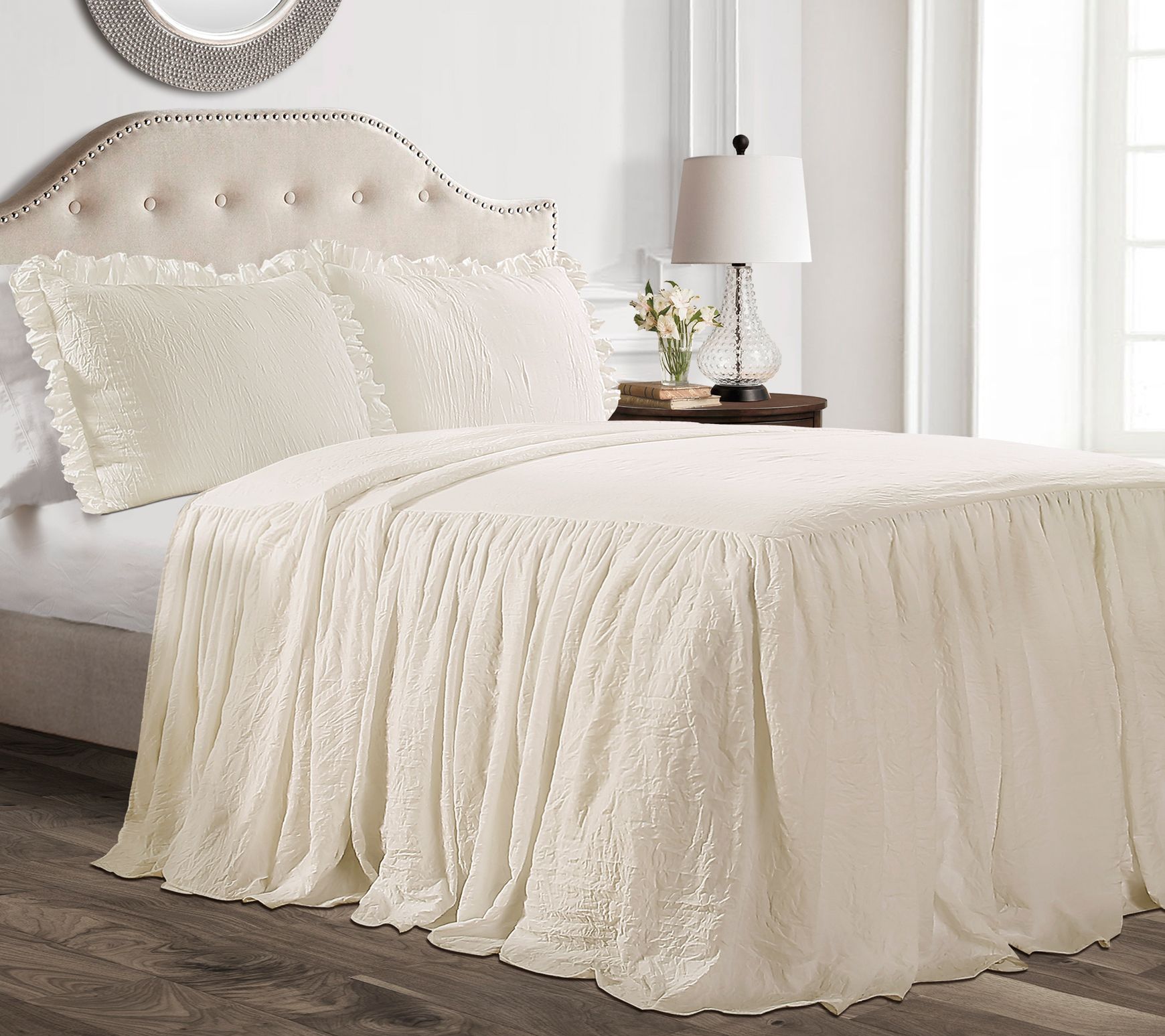 Lush Decor Ruffle Skirt Bedspread 3Pc Set Full