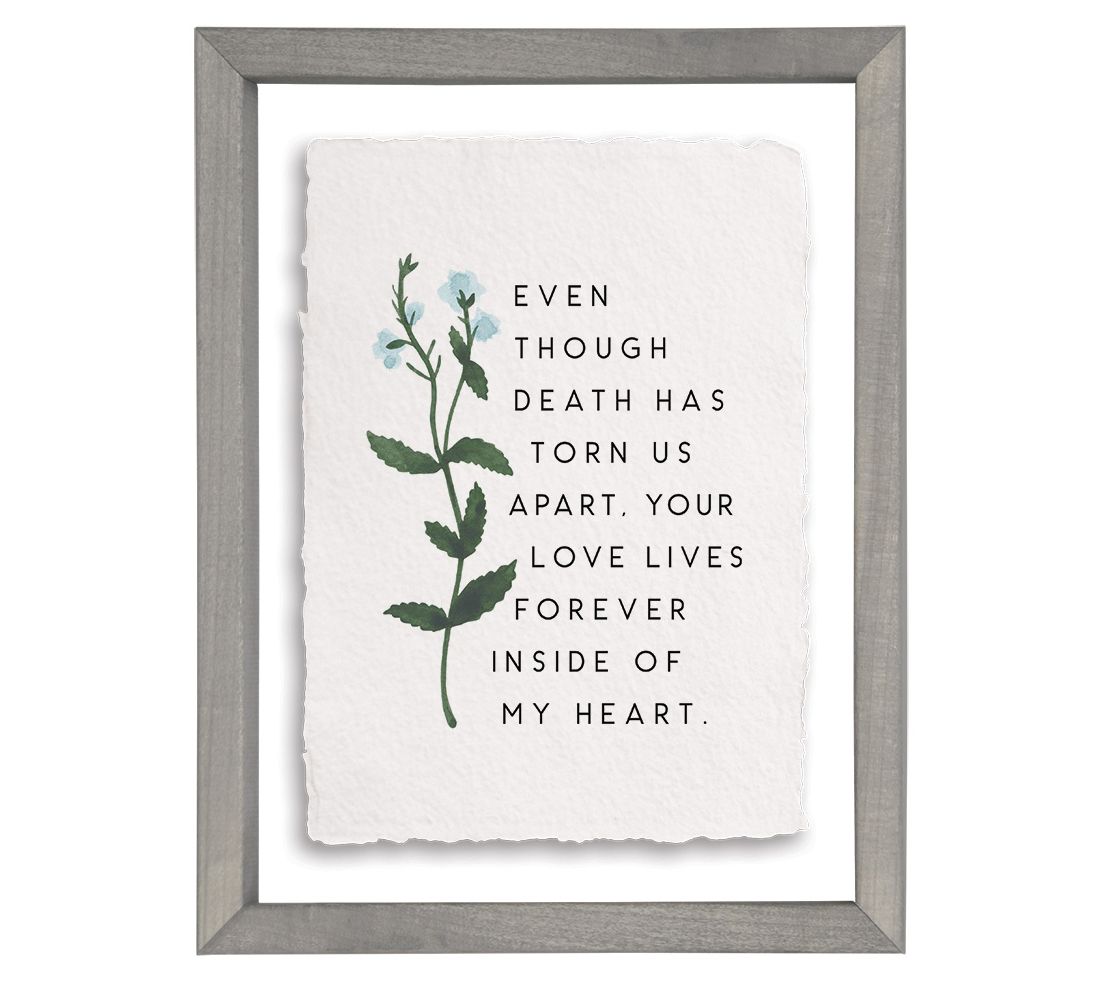 Sincere Surroundings. 14" Even Though Death Floating Frame Art