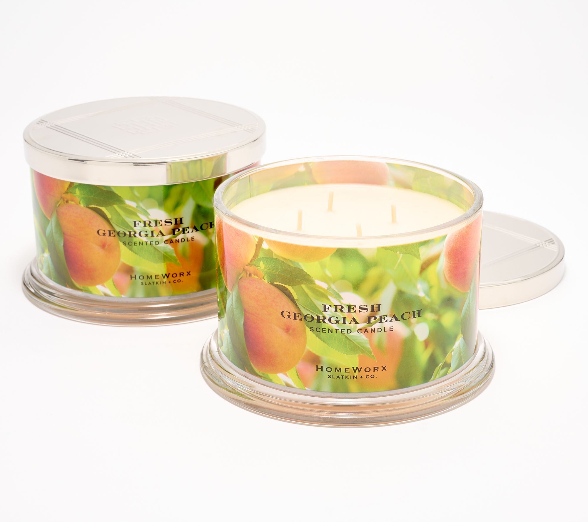 HomeWorx by Slatkin & Co. Set of 2 18oz Fresh Peach Candles