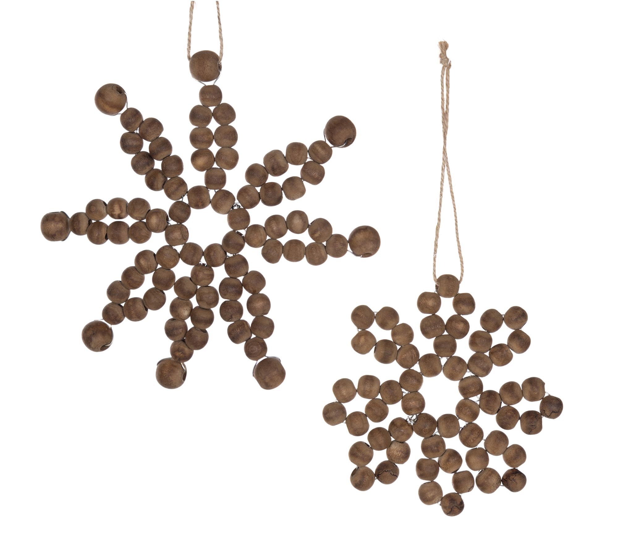 Melrose Wood Bead Snowflake Ornament (Set of 12)