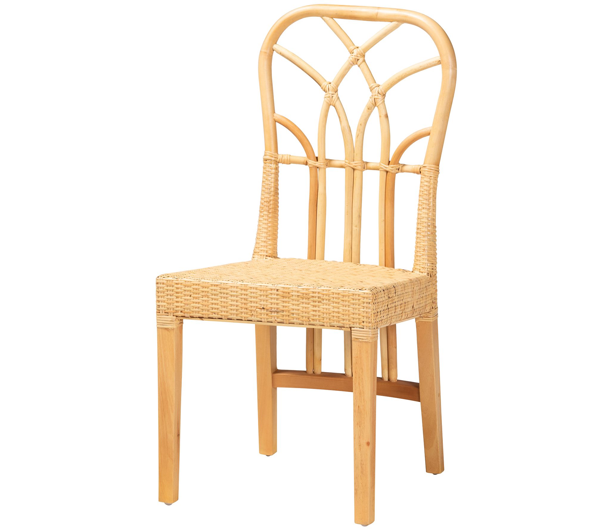 Baxton Studio M onaco Wood and Natural Rattan Dining Chair