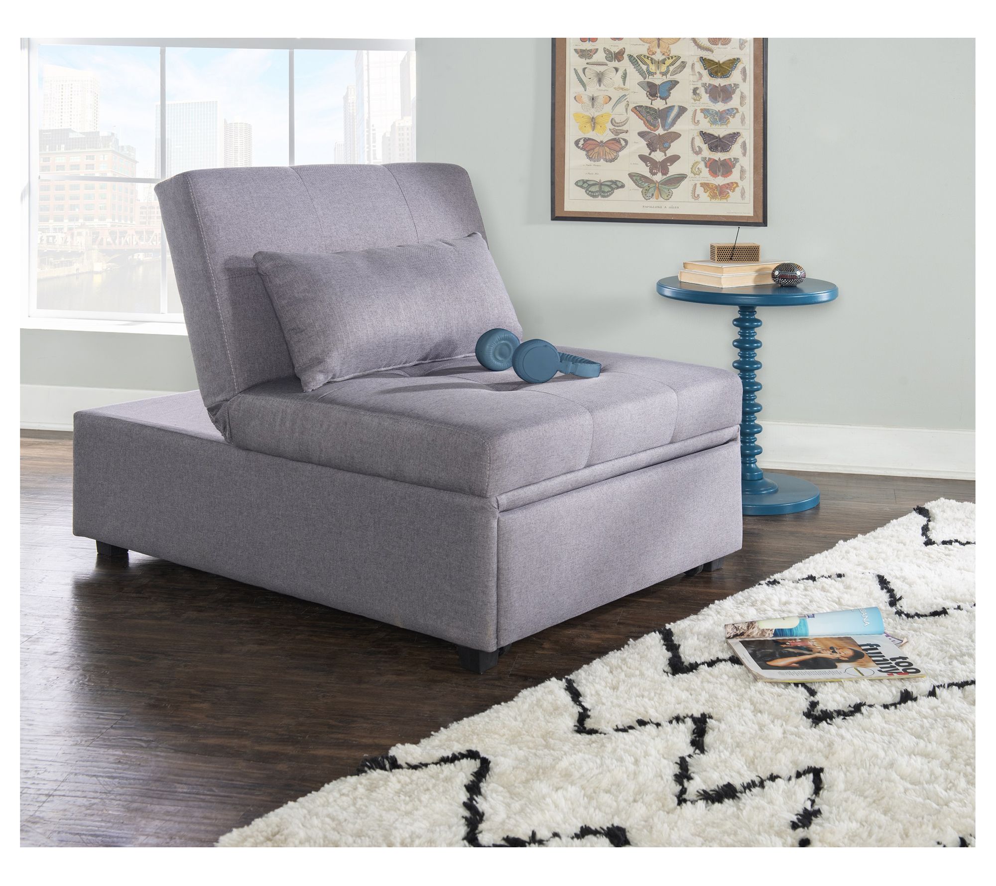 Linon Home Decor Clive  Upholstered ConvertibleSofa Bed