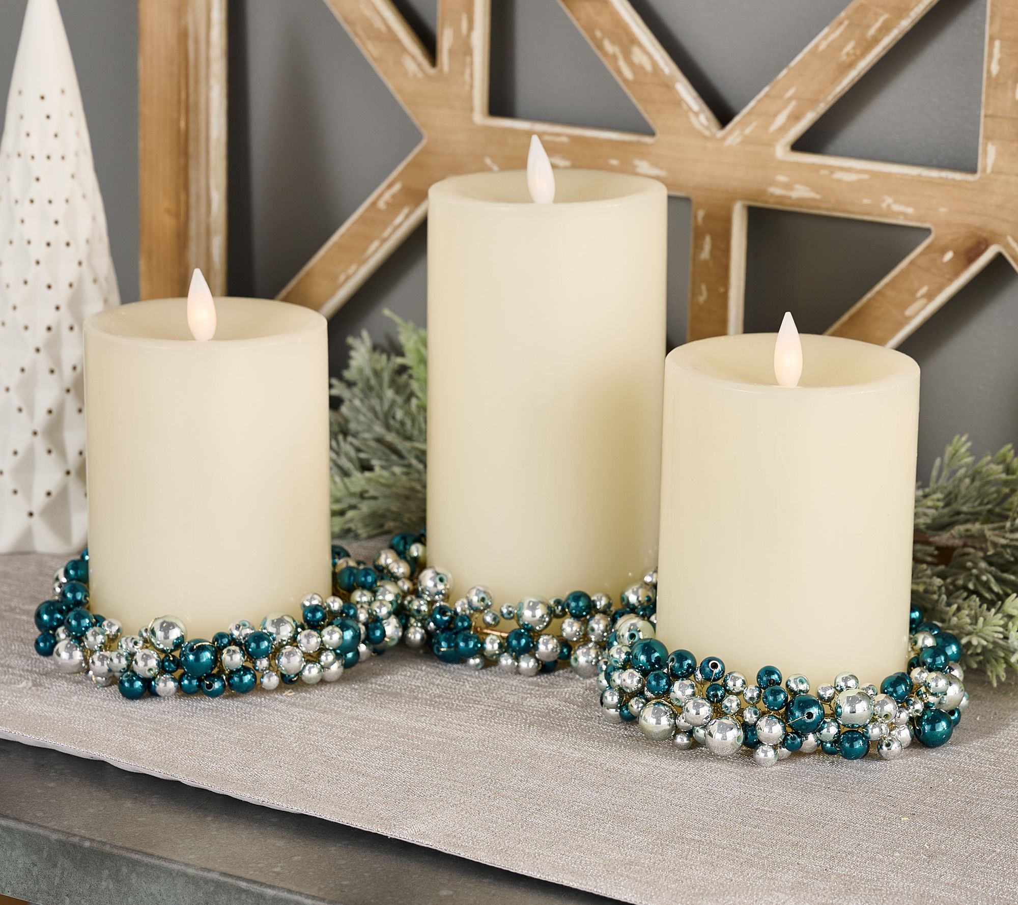 Set of 3 High Gloss Multi-Colored Candle Rings by Valerie