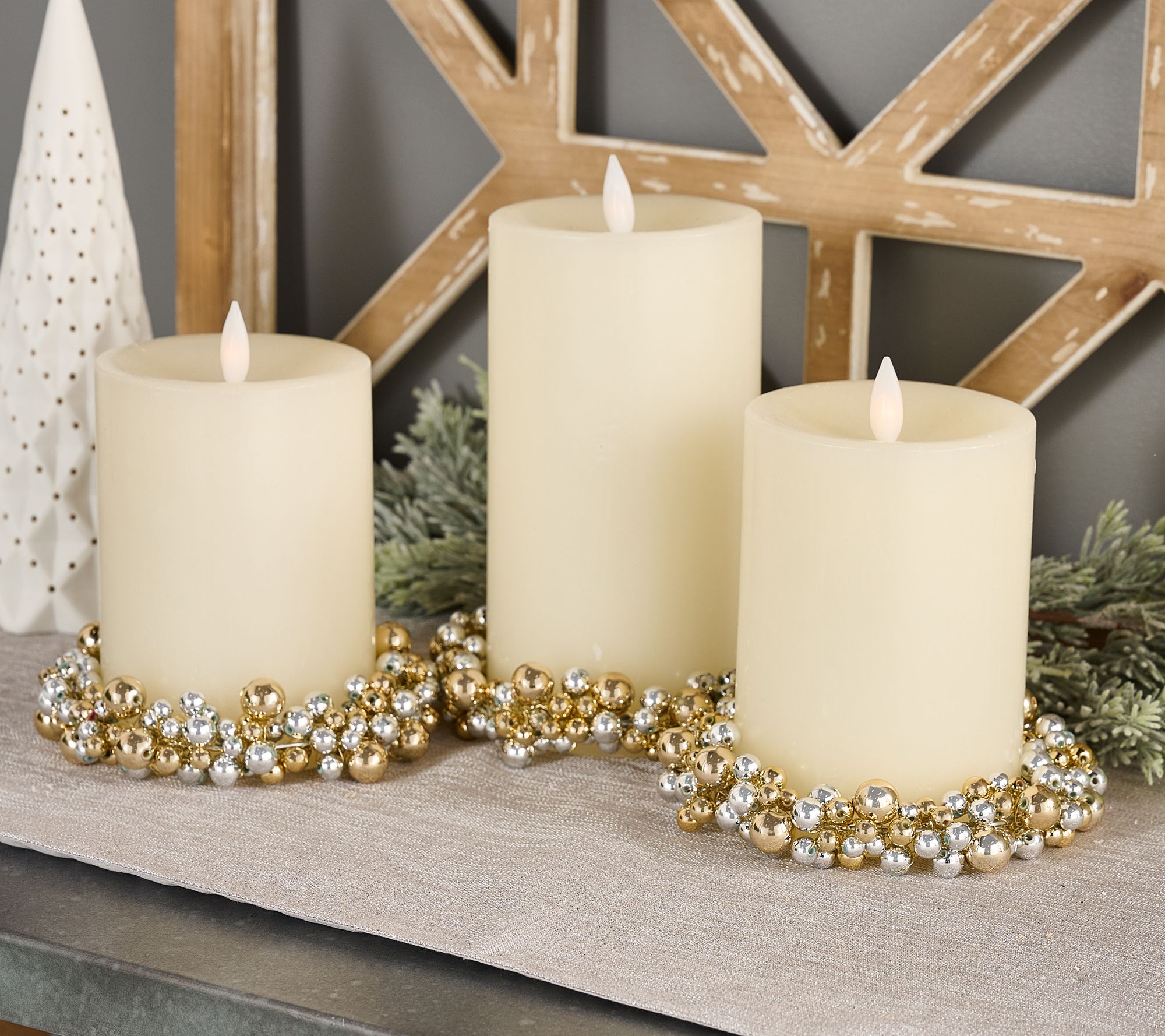 Set of 3 High Gloss Multi-Colored Candle Rings by Valerie