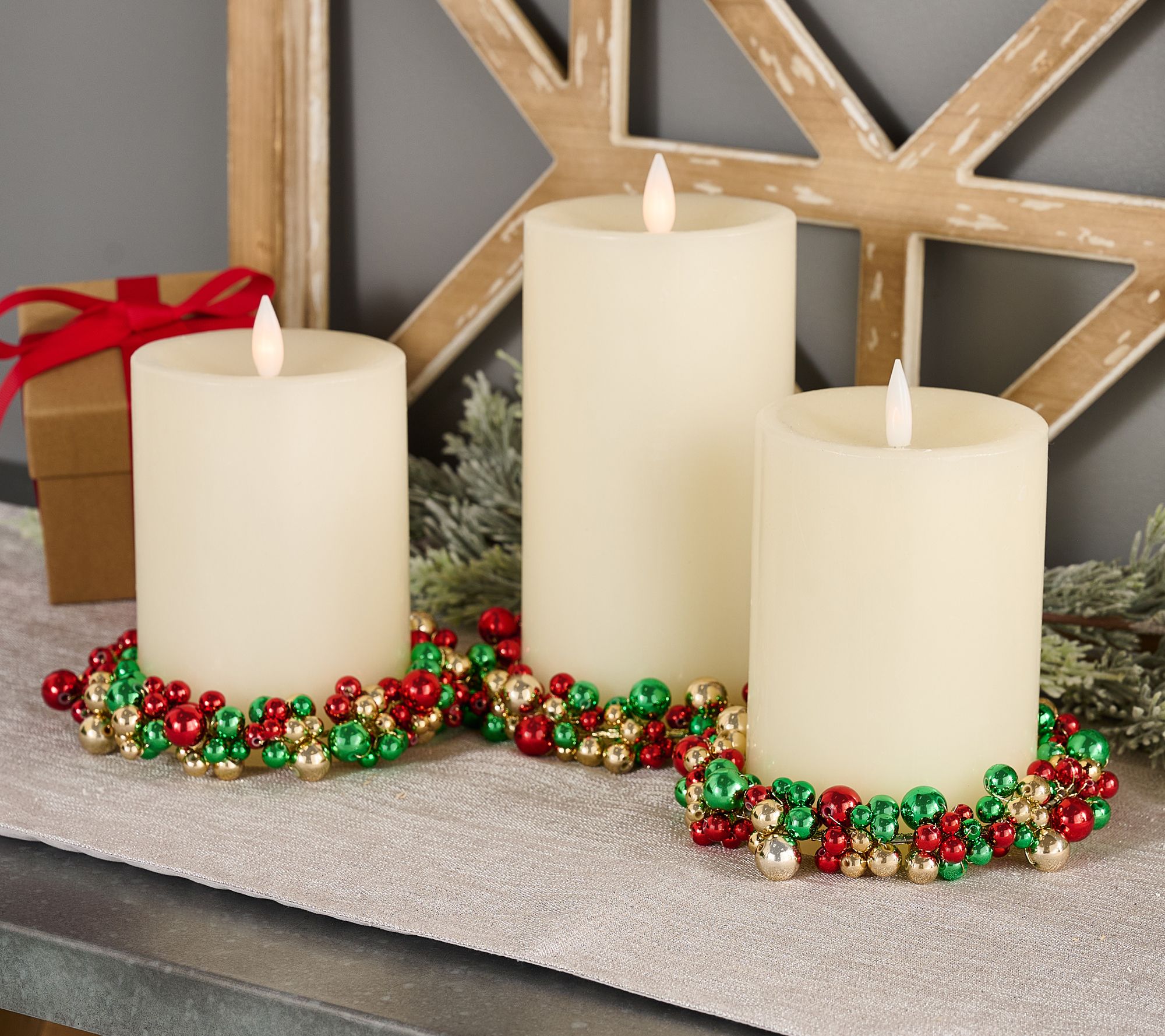 Set of 3 High Gloss Multi-Colored Candle Rings by Valerie