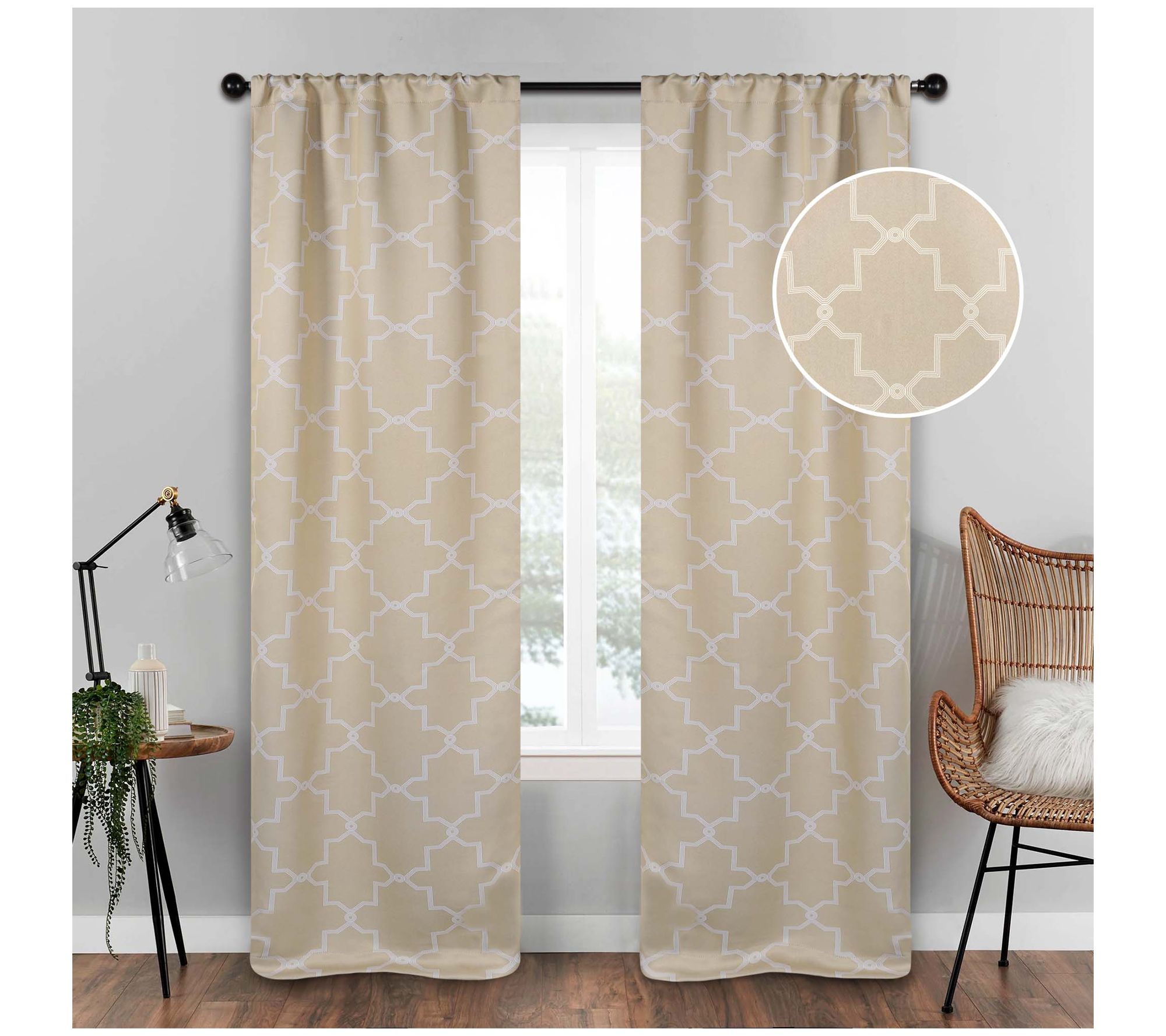 Superior Set of 2 Trellis Blackout Curtain, 26X84