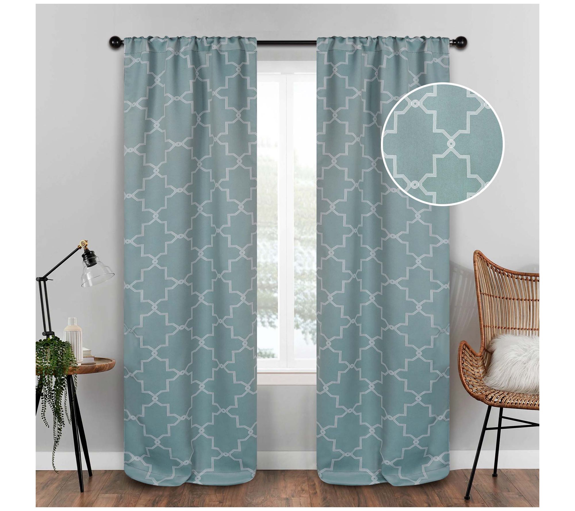 Superior Set of 2 Trellis Blackout Curtain, 26X84