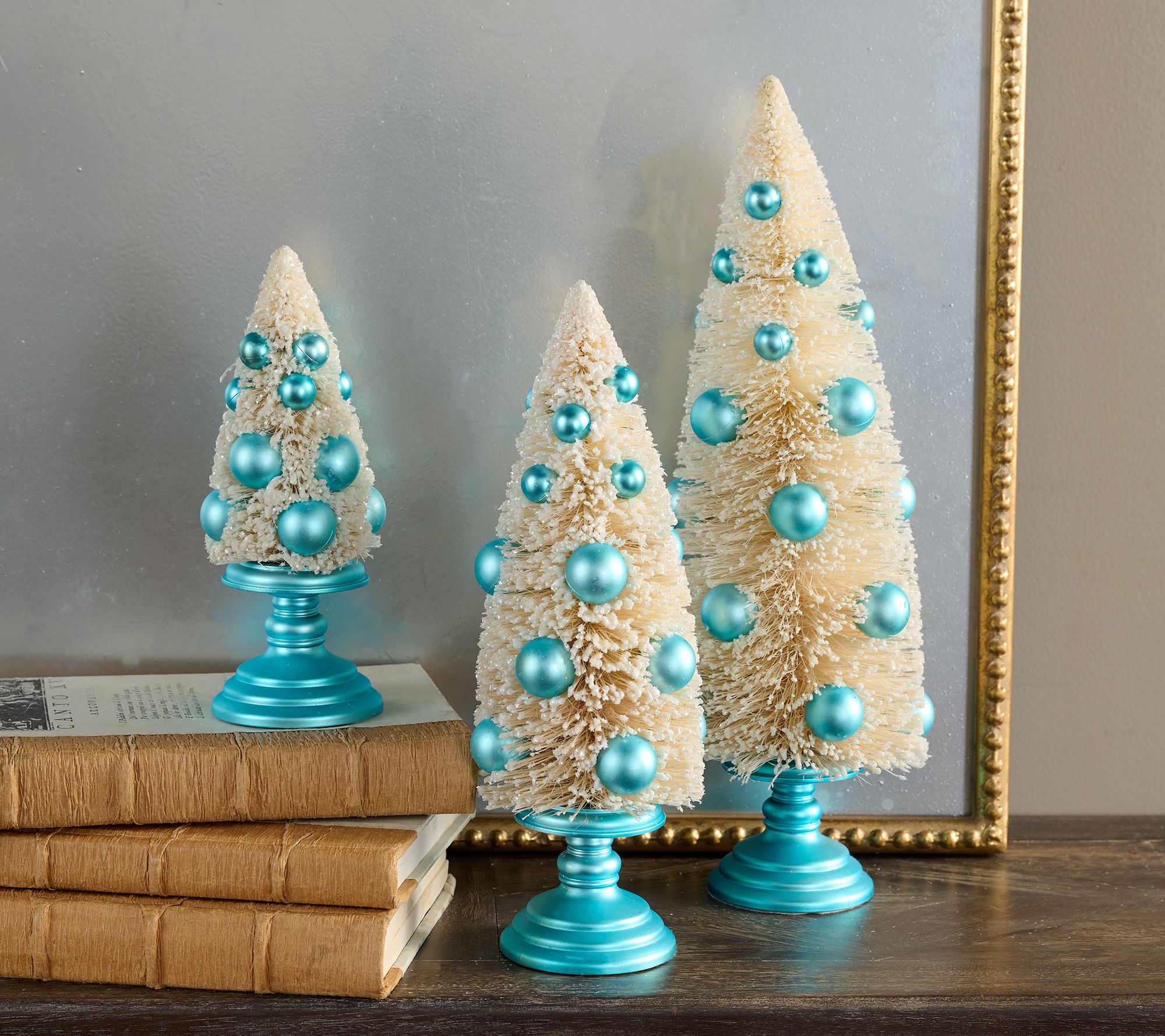Set of 3 Decorated Bottlebrush Trees by Valerie