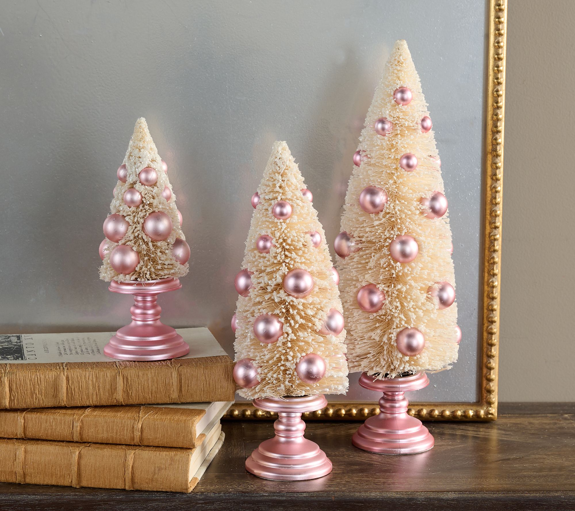 Set of 3 Decorated Bottlebrush Trees by Valerie