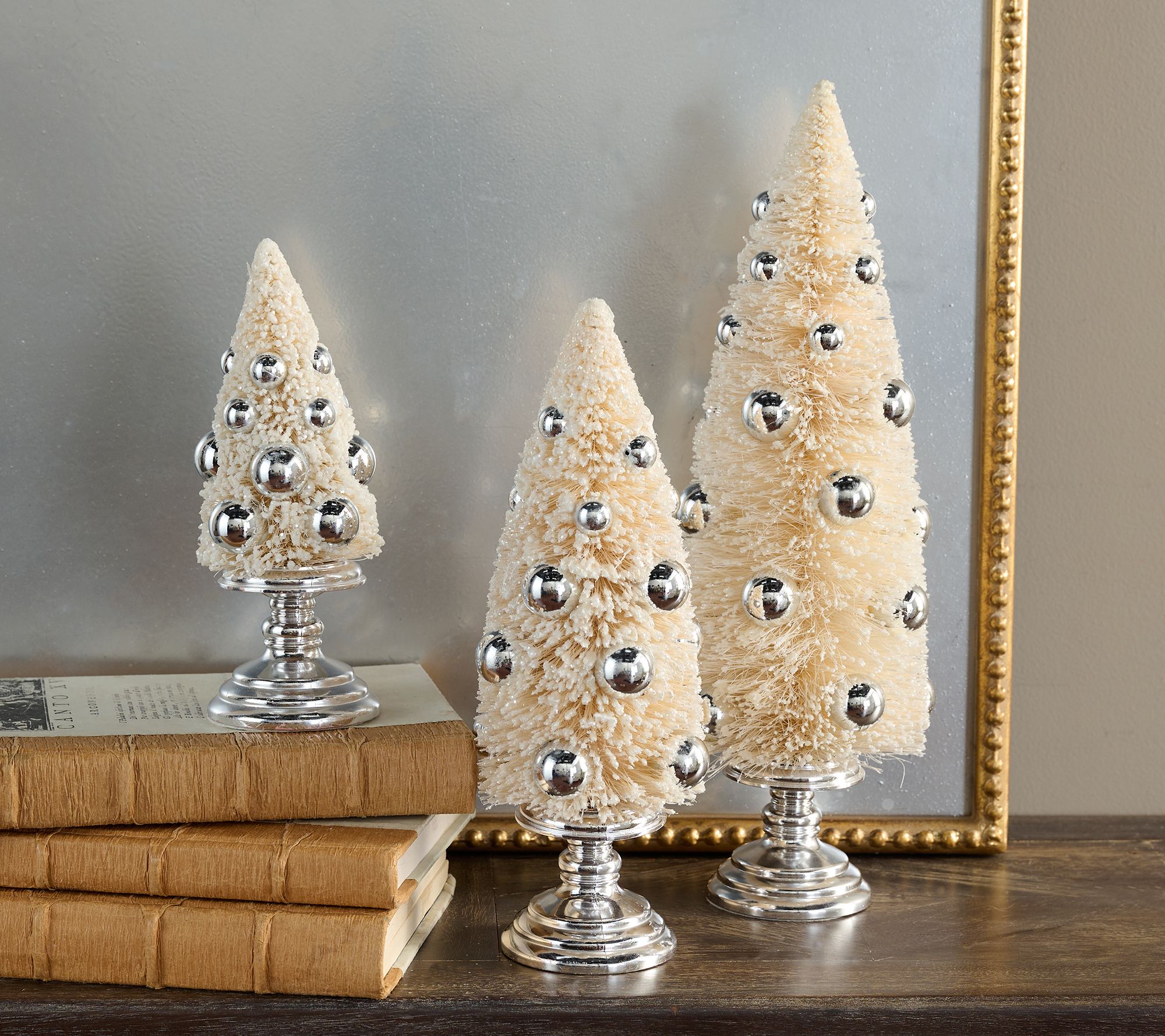 Set of 3 Decorated Bottlebrush Trees by Valerie