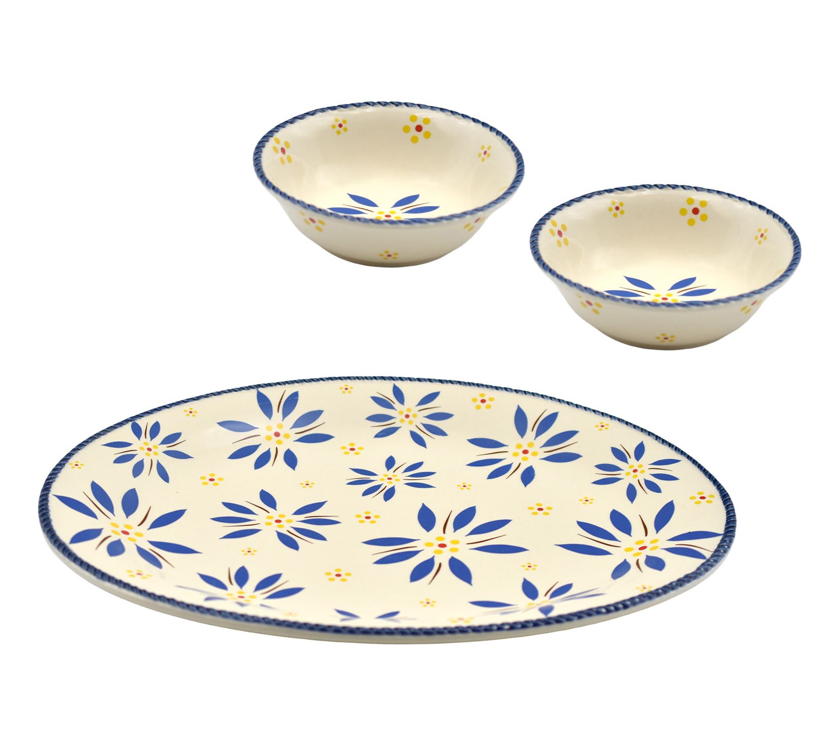 Temp-tations Old World 16" Oval Platter w/ 2 Shallow Bowls