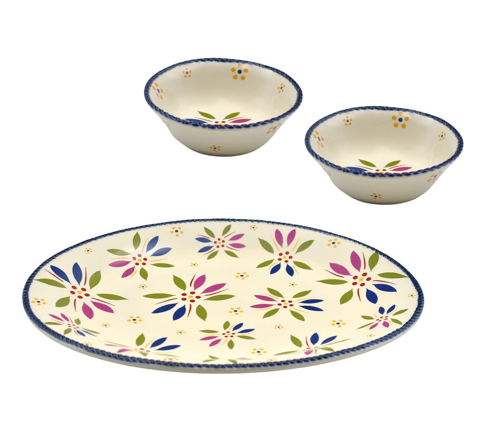 Temp-tations Old World 16" Oval Platter w/ 2 Shallow Bowls